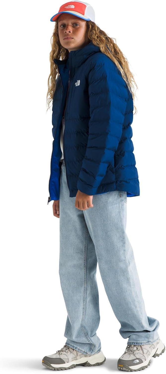 imageTHE NORTH FACE Boys Reversible Perrito Hooded Jacket Waterproof Winter Puffer Coat Lightweight Outerwear for TravelEstate Blue