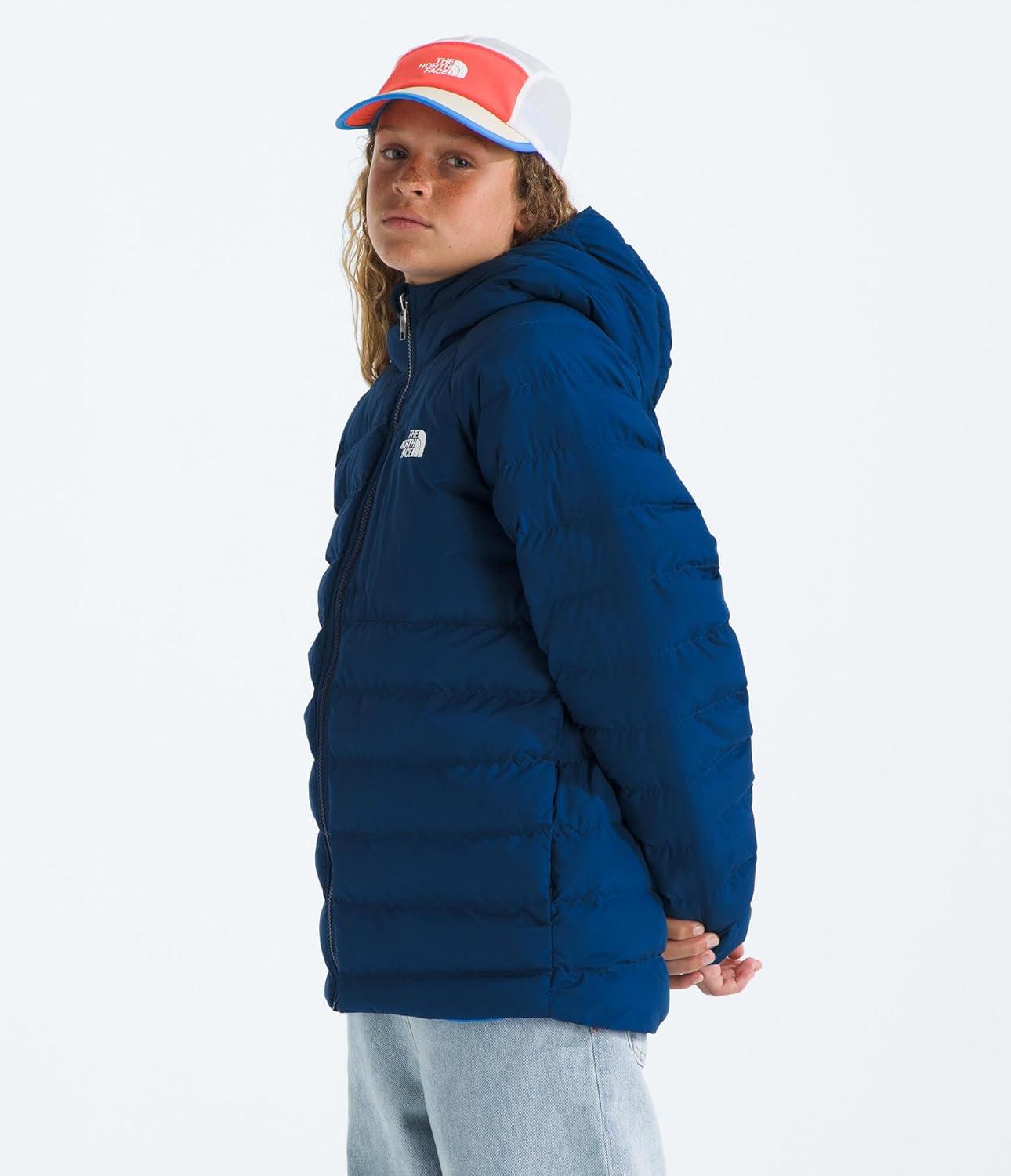imageTHE NORTH FACE Boys Reversible Perrito Hooded Jacket Waterproof Winter Puffer Coat Lightweight Outerwear for TravelEstate Blue