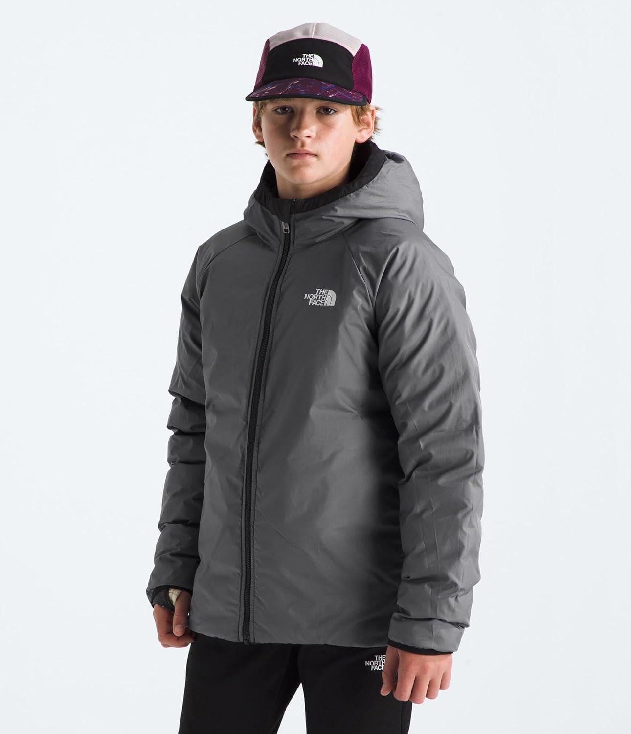 imageTHE NORTH FACE Boys Reversible Perrito Hooded Jacket Waterproof Winter Puffer Coat Lightweight Outerwear for TravelTnf BlackSmoked Pearl