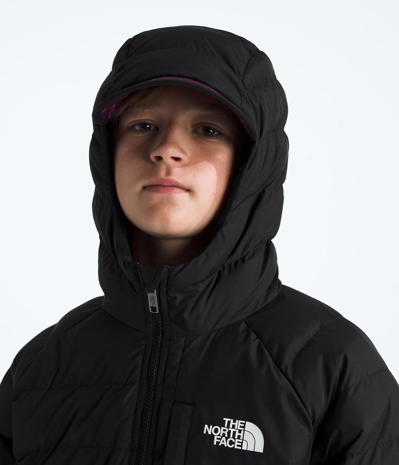 imageTHE NORTH FACE Boys Reversible Perrito Hooded Jacket Waterproof Winter Puffer Coat Lightweight Outerwear for TravelTnf BlackSmoked Pearl