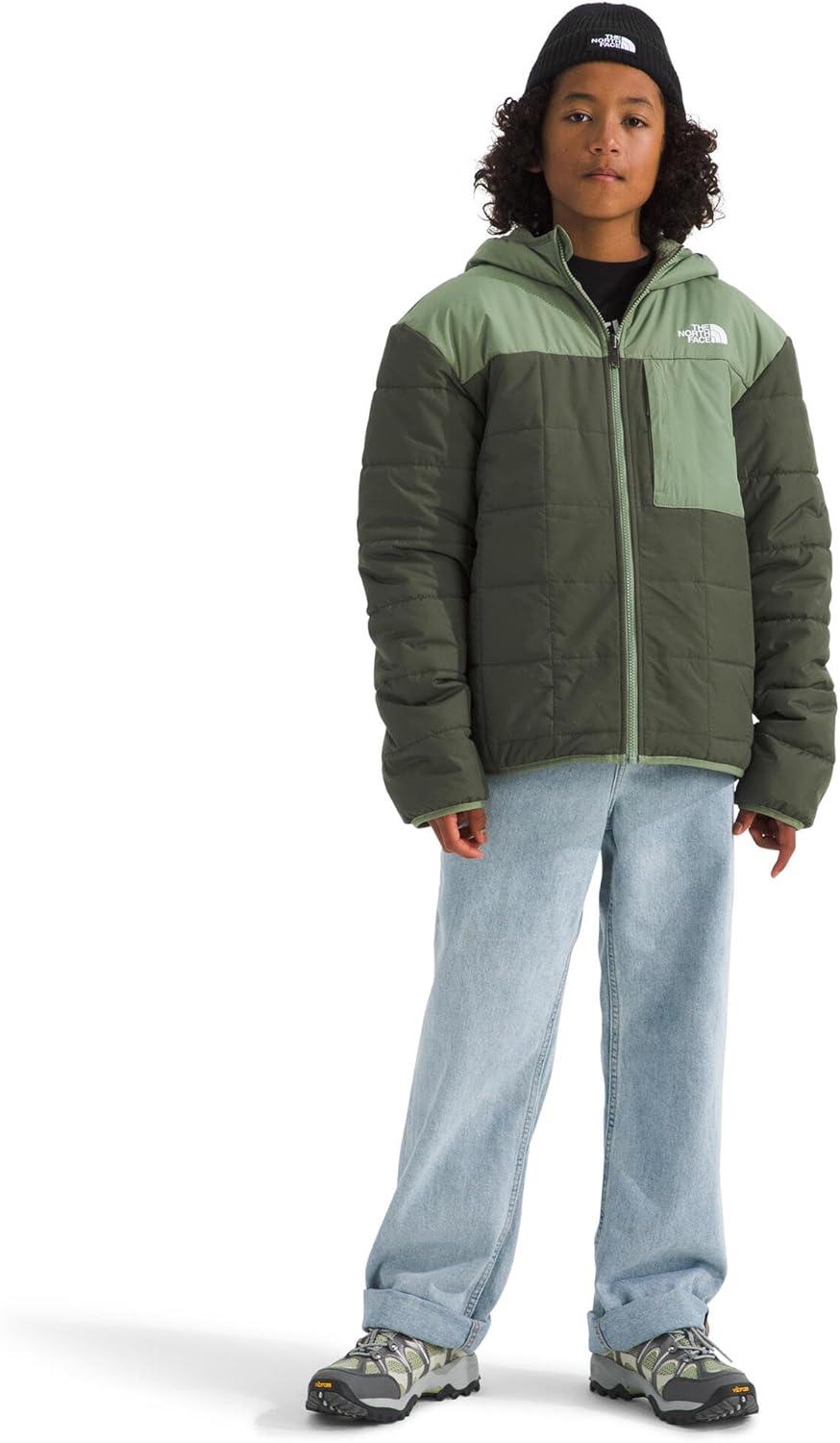 imageTHE NORTH FACE Boys Reversible Shasta Full Zip Hooded JacketNew Taupe GreenBark Mist