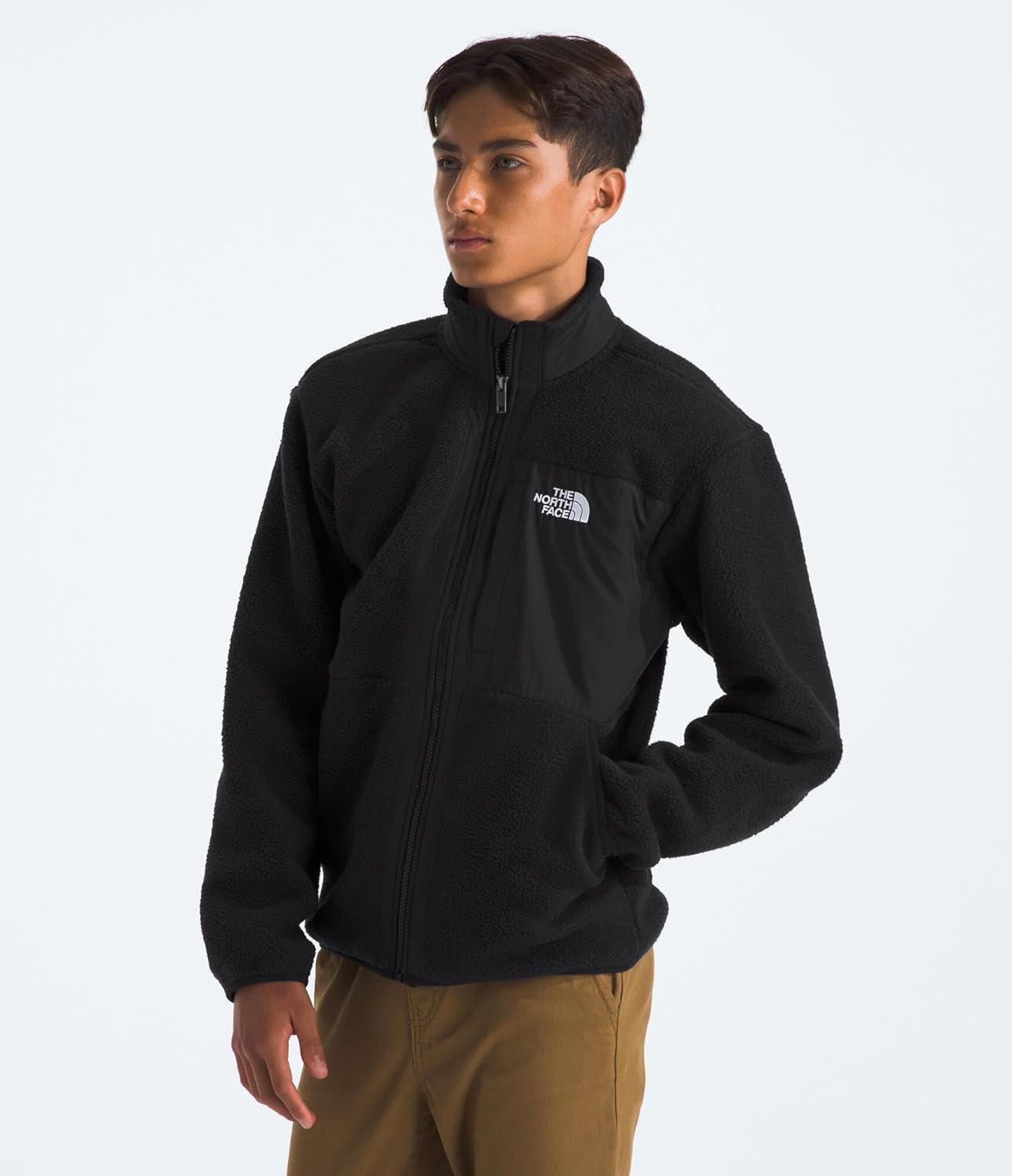 imageTHE NORTH FACE Boys Yumiori Full Zip Jacket Lightweight Fleece Coat Embroidered Logo ampamp Secure Zip ChestTnf Black