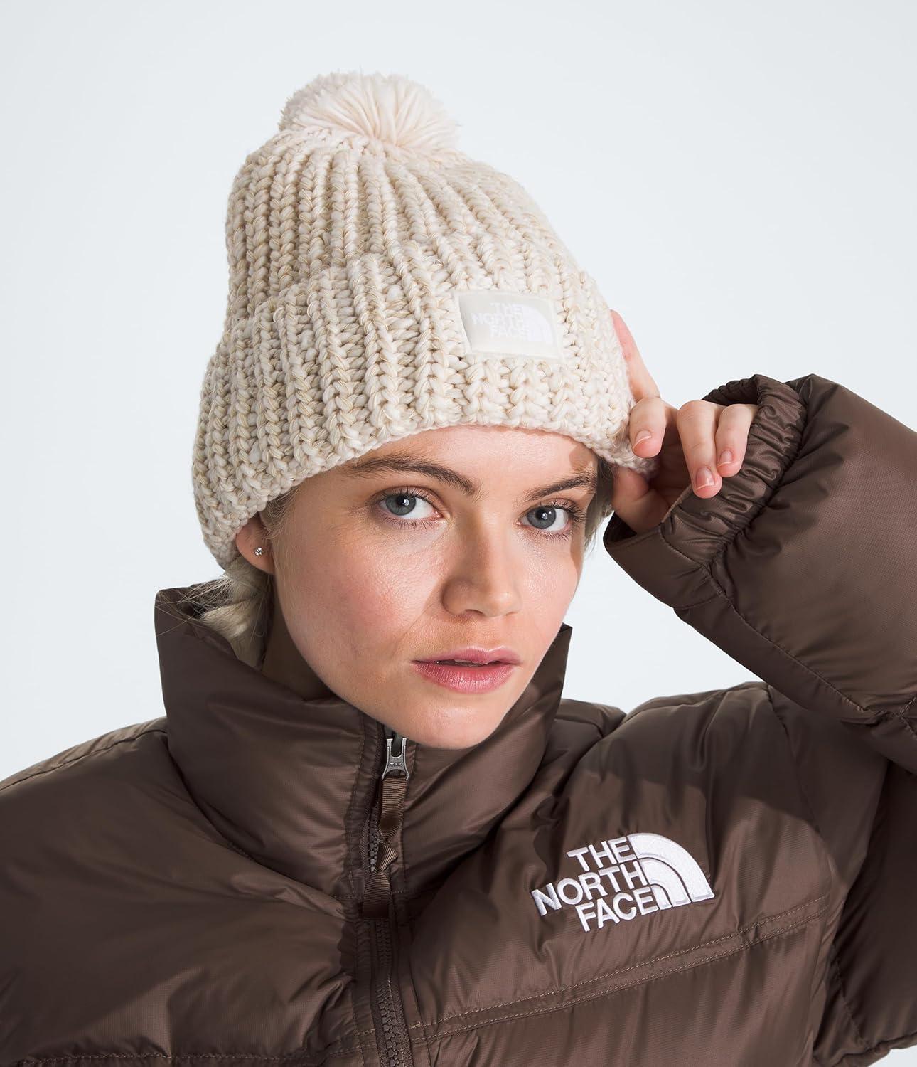 imageTHE NORTH FACE Cozy Chunky Cabin Beanie Deep Fit Cuffed Winter Hat for Men ampamp Women Removable Pom ampamp Textured Cable DetailGardenia WhiteGravelKhaki StoneGardenia White