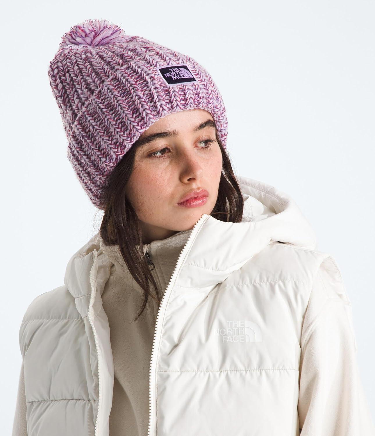 imageTHE NORTH FACE Cozy Chunky Cabin Beanie Deep Fit Cuffed Winter Hat for Men ampamp Women Removable Pom ampamp Textured Cable DetailLite LilacPeak PurpleEternal PurpleTnf Red