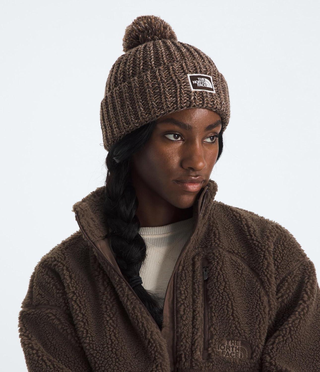 imageTHE NORTH FACE Cozy Chunky Cabin Beanie Deep Fit Cuffed Winter Hat for Men ampamp Women Removable Pom ampamp Textured Cable DetailSmokey BrownBurnt UmberWhite DuneUtility Brown