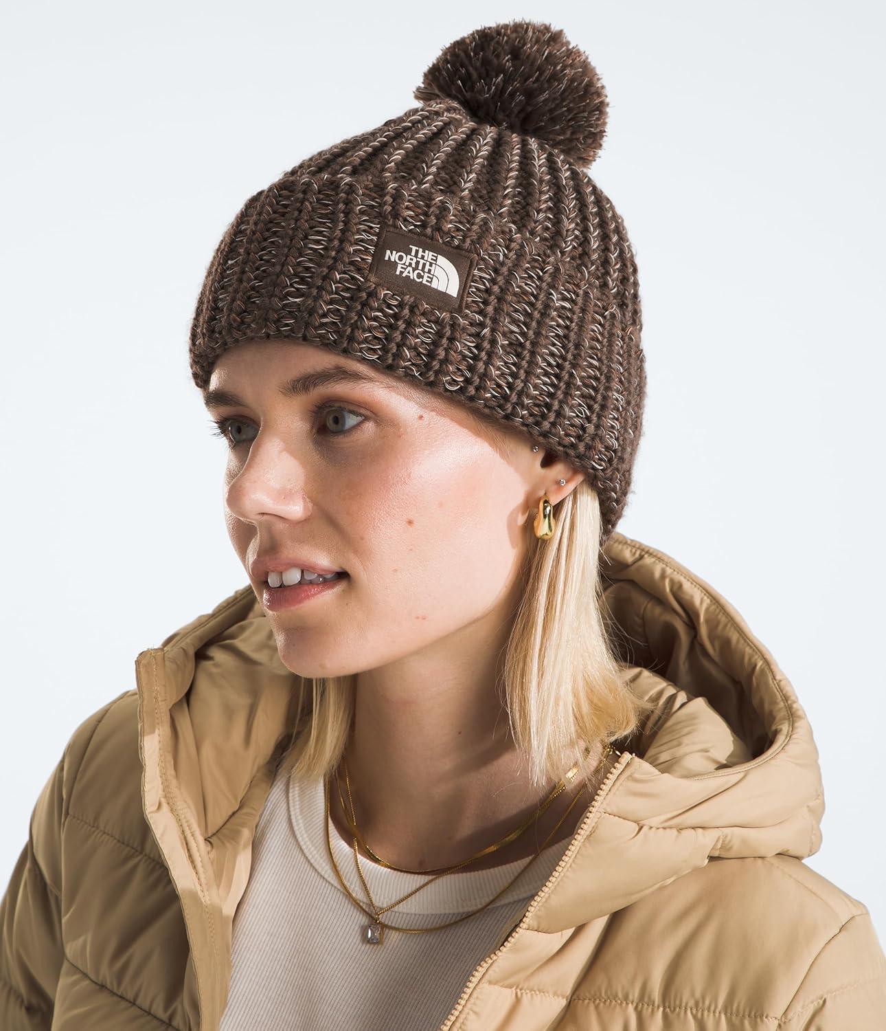 imageTHE NORTH FACE Cozy Chunky Cabin Beanie Deep Fit Cuffed Winter Hat for Men ampamp Women Removable Pom ampamp Textured Cable DetailSmokey BrownUtility BrownDemitasse BrownWhite Dune