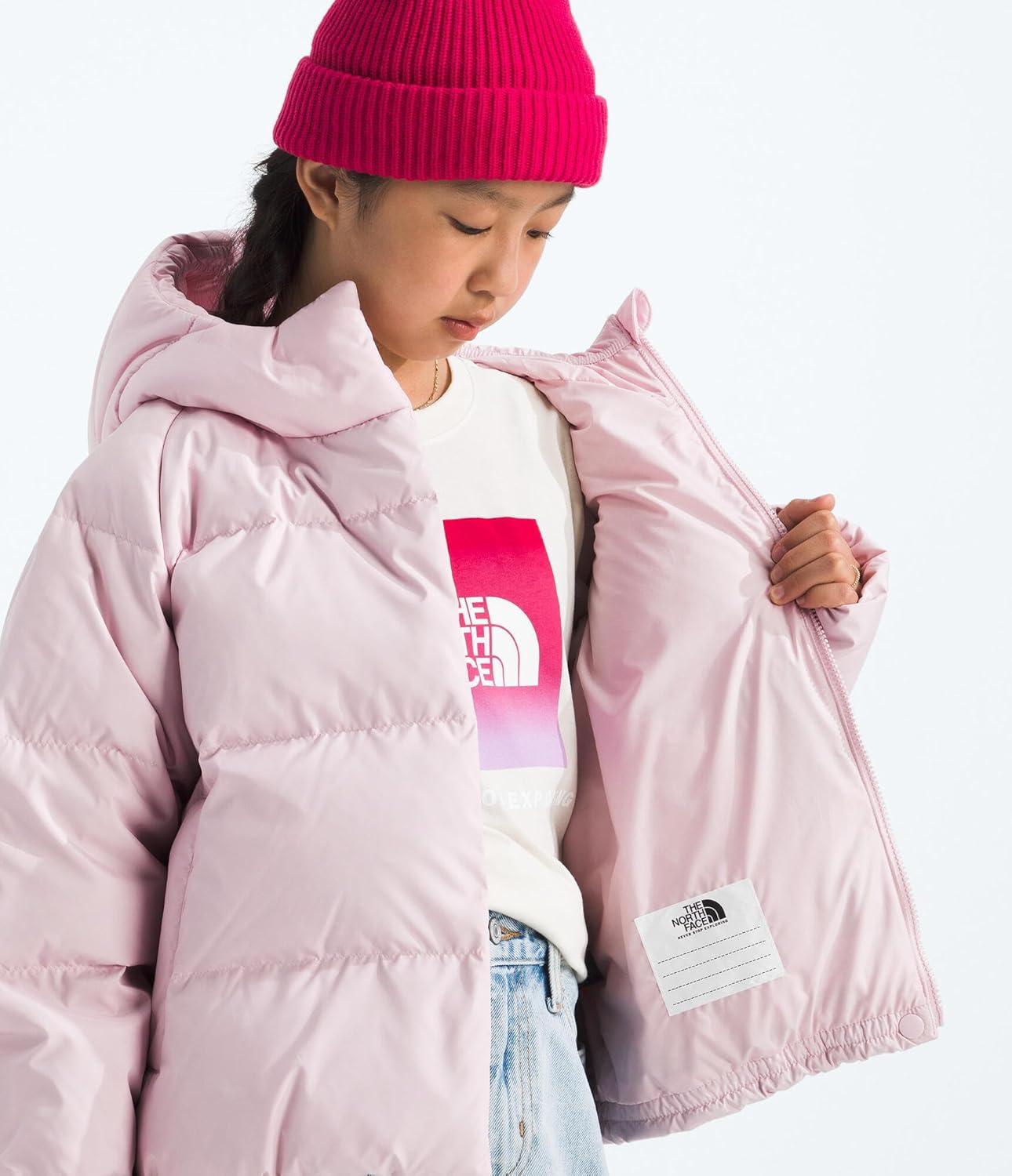 imageTHE NORTH FACE Girls North Down Hooded Jacket Water Repellent 600 Fill Recycled Waterfowl Down ampamp Insulated HoodPale Blossom