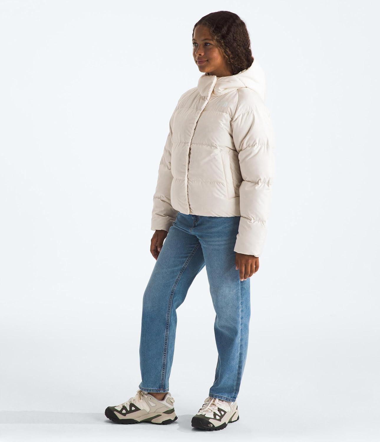 imageTHE NORTH FACE Girls North Down Hooded Jacket Water Repellent 600 Fill Recycled Waterfowl Down ampamp Insulated HoodWhite Dune