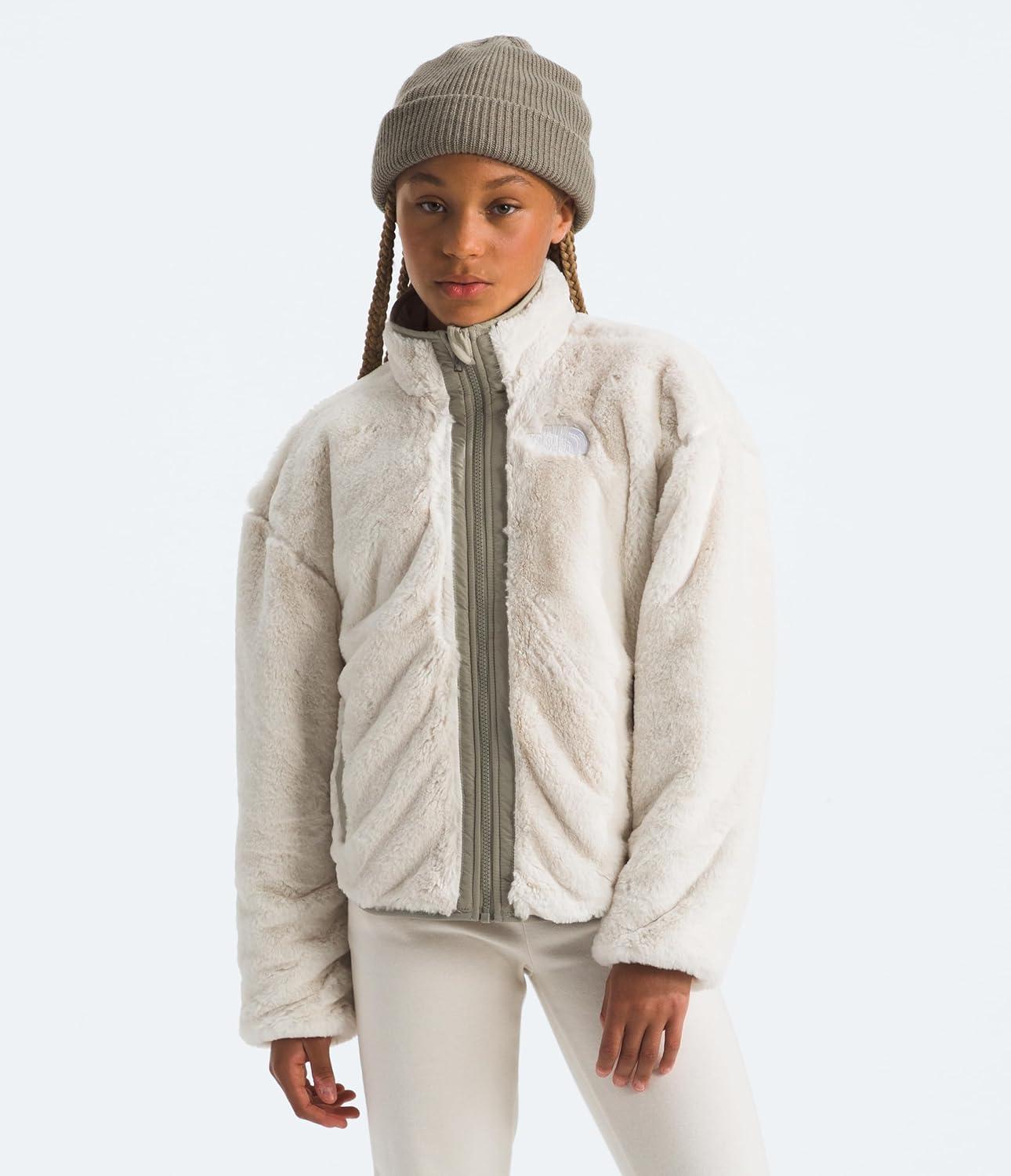 imageTHE NORTH FACE Girls Reversible Shasta Full Zip Jacket Puffer Coat With Synthetic Insulation Fleece Lined Water RepellentClay Grey