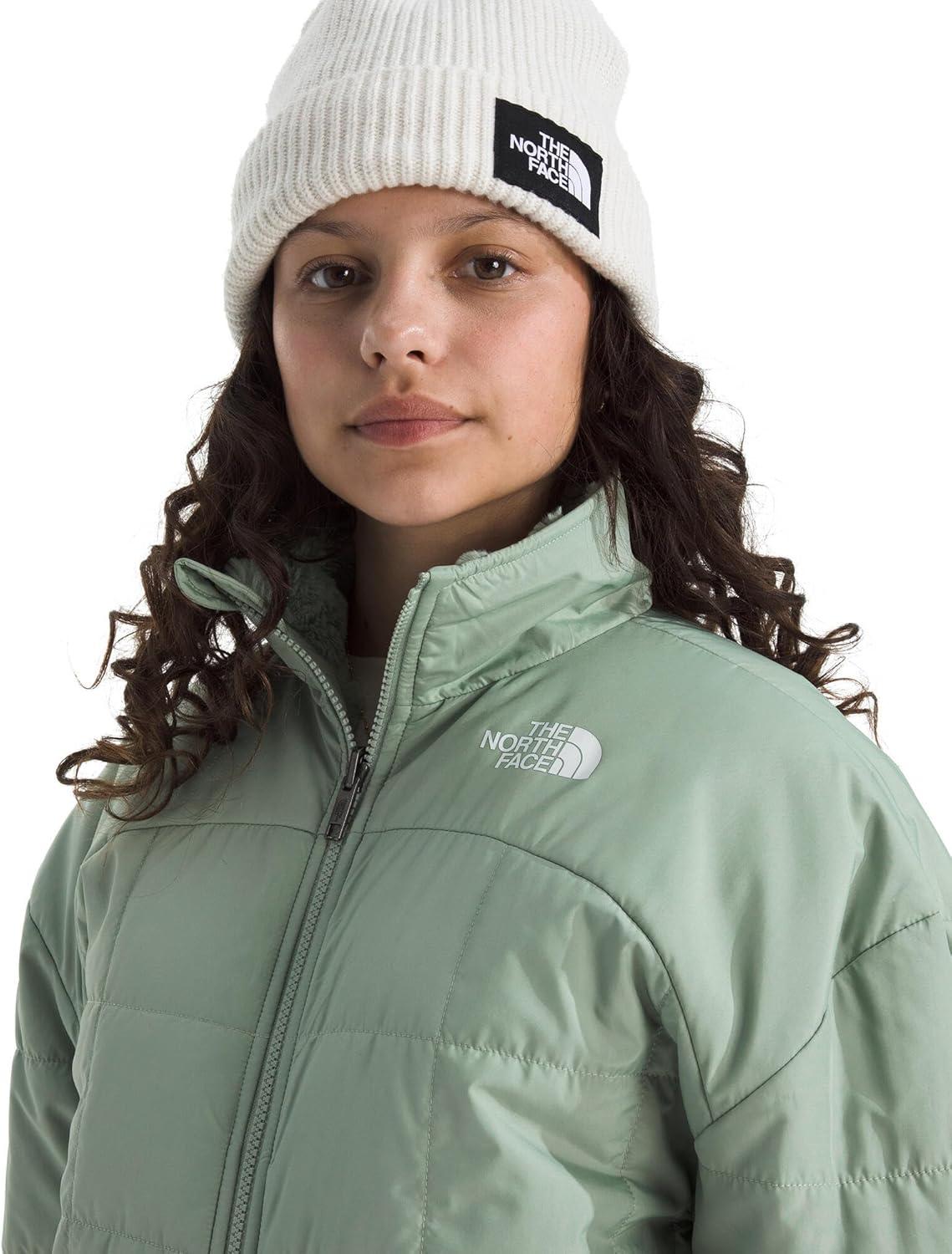 imageTHE NORTH FACE Girls Reversible Shasta Full Zip Jacket Puffer Coat With Synthetic Insulation Fleece Lined Water RepellentSlate Moss