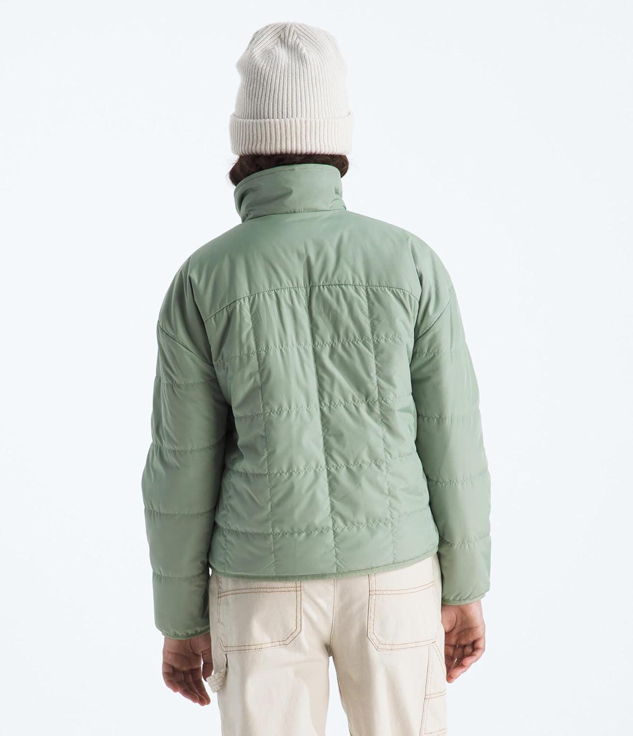 imageTHE NORTH FACE Girls Reversible Shasta Full Zip Jacket Puffer Coat With Synthetic Insulation Fleece Lined Water RepellentSlate Moss