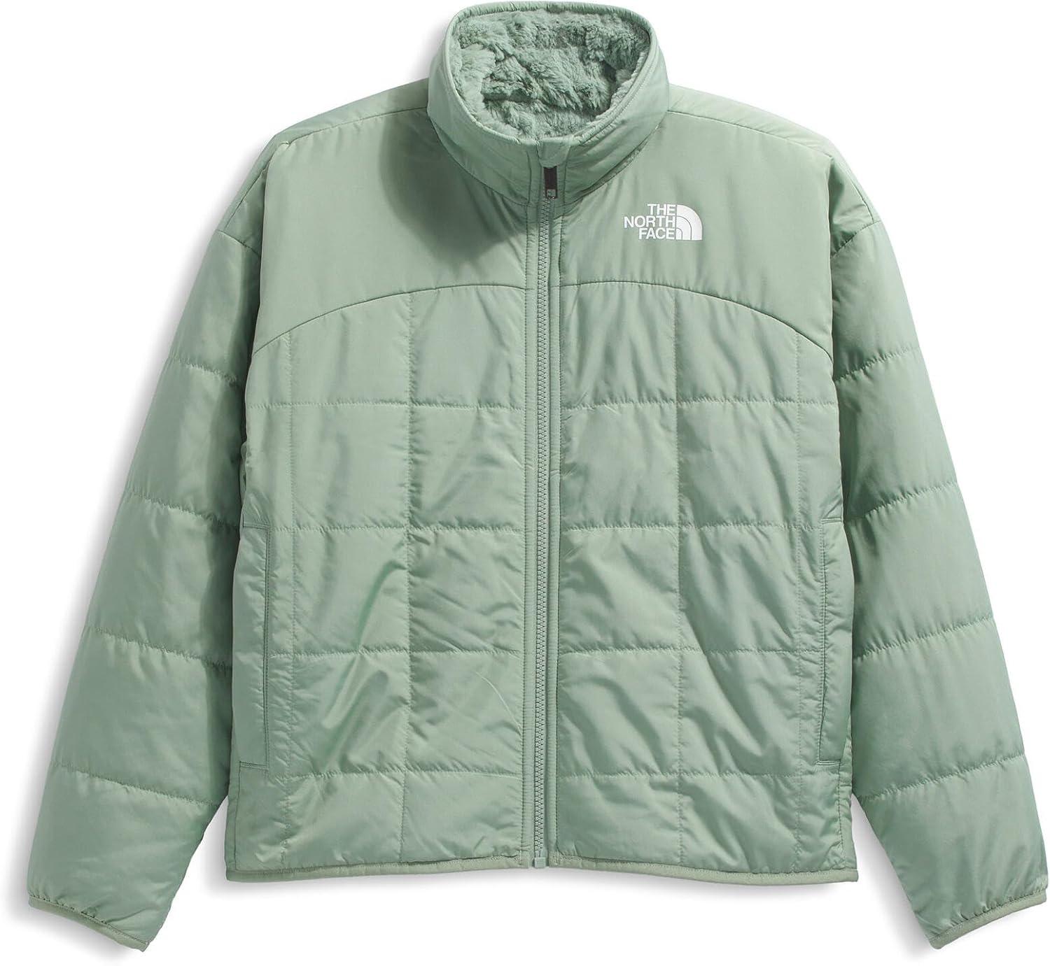 imageTHE NORTH FACE Girls Reversible Shasta Full Zip Jacket Puffer Coat With Synthetic Insulation Fleece Lined Water RepellentSlate Moss