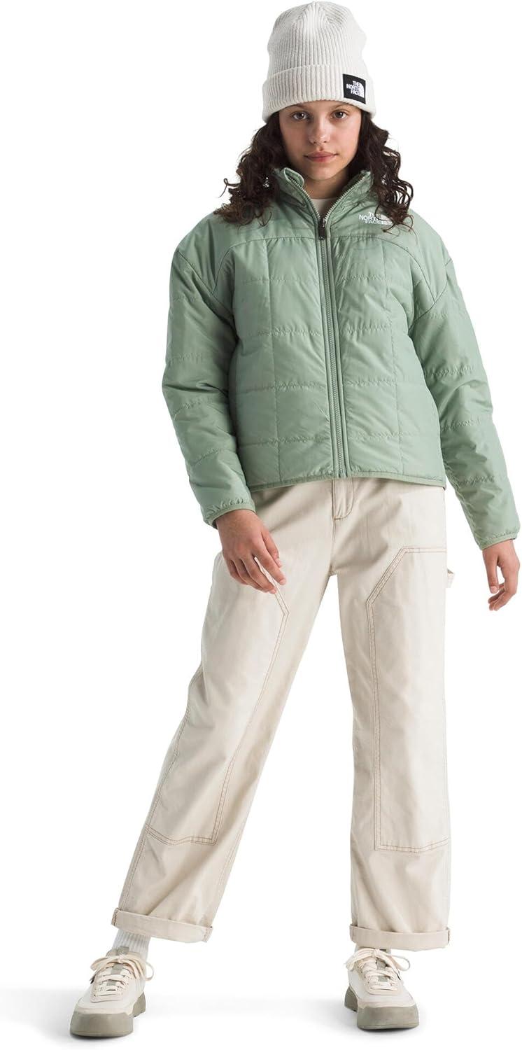 imageTHE NORTH FACE Girls Reversible Shasta Full Zip Jacket Puffer Coat With Synthetic Insulation Fleece Lined Water RepellentSlate Moss