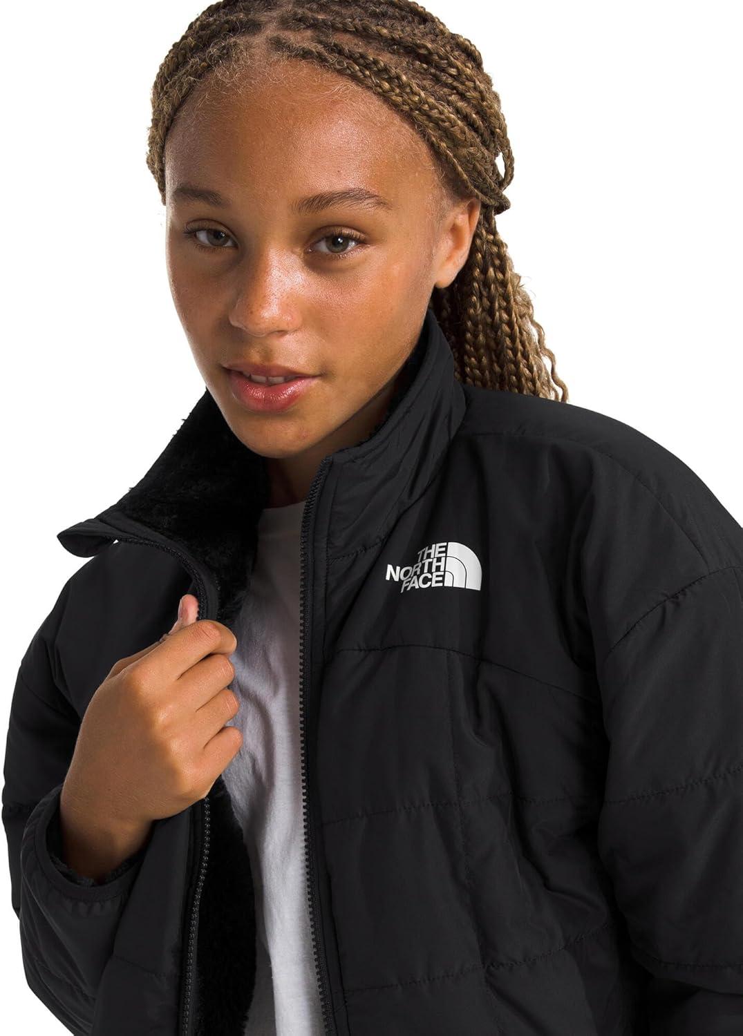 imageTHE NORTH FACE Girls Reversible Shasta Full Zip Jacket Puffer Coat With Synthetic Insulation Fleece Lined Water RepellentTnf Black