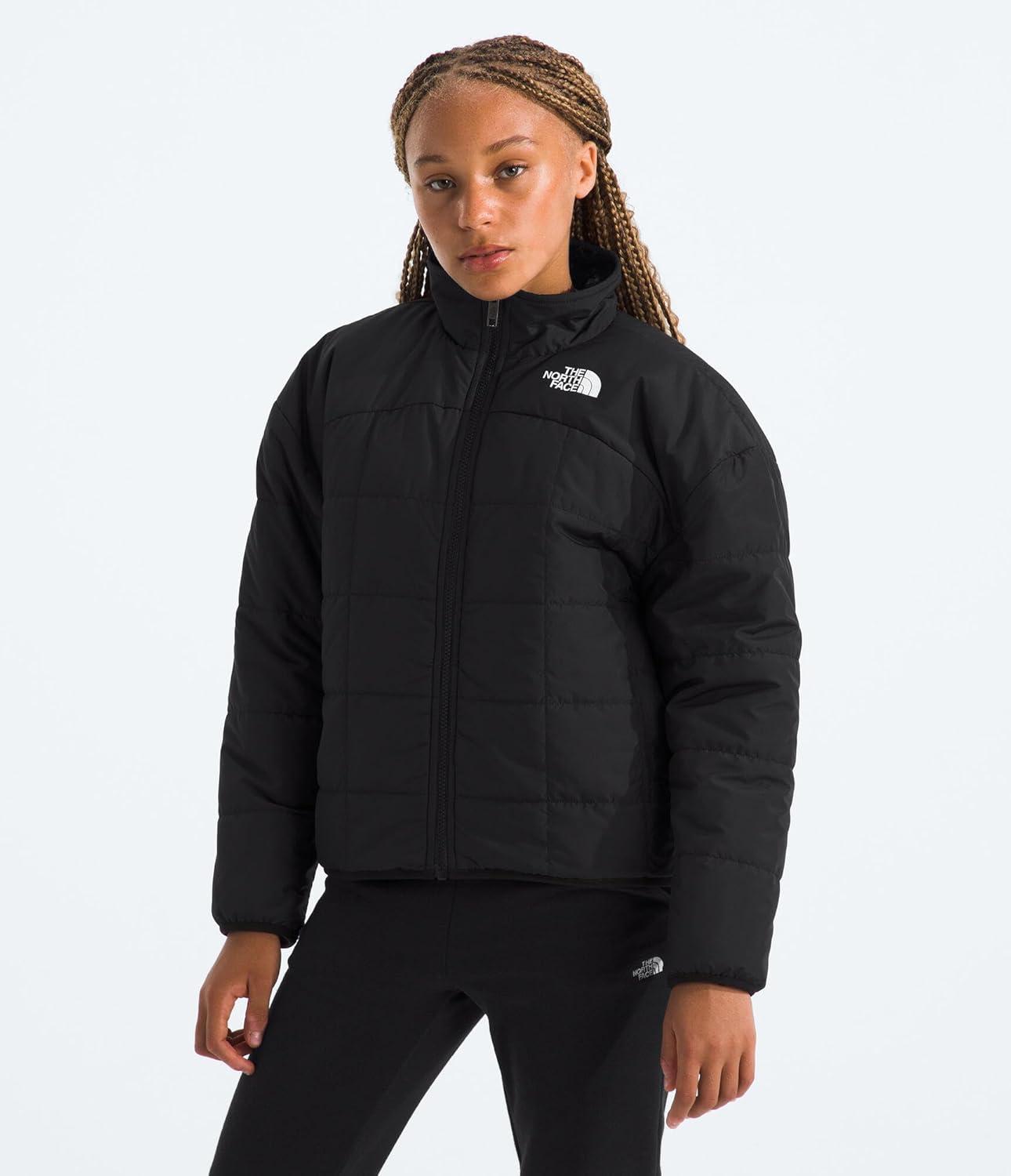 imageTHE NORTH FACE Girls Reversible Shasta Full Zip Jacket Puffer Coat With Synthetic Insulation Fleece Lined Water RepellentTnf Black