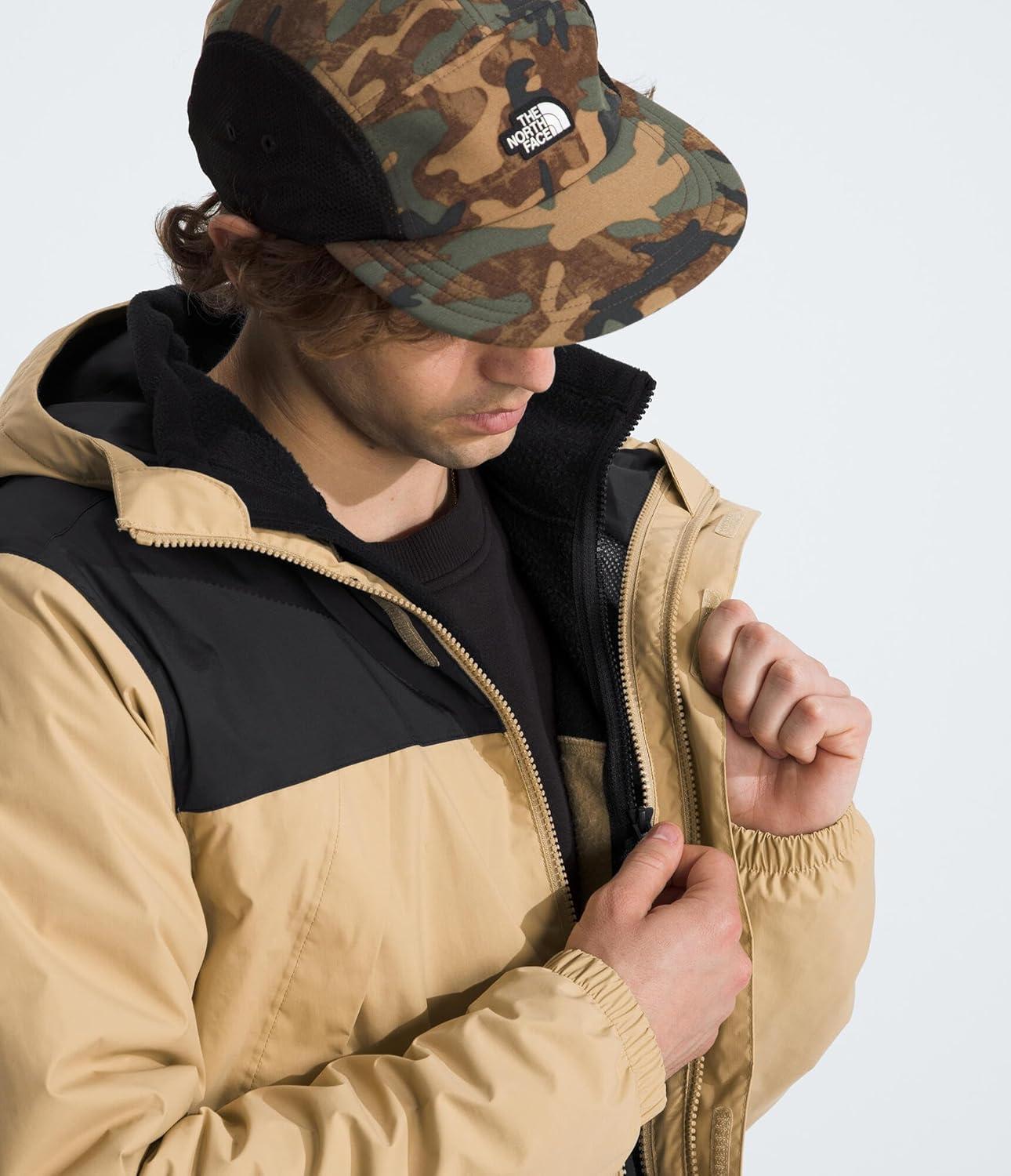 imageTHE NORTH FACE Mens Antora Triclimate Jacket Waterproof Shell Warm Inner Fleece Layer Adjustable 3 Piece HoodKhaki StoneTnf Black