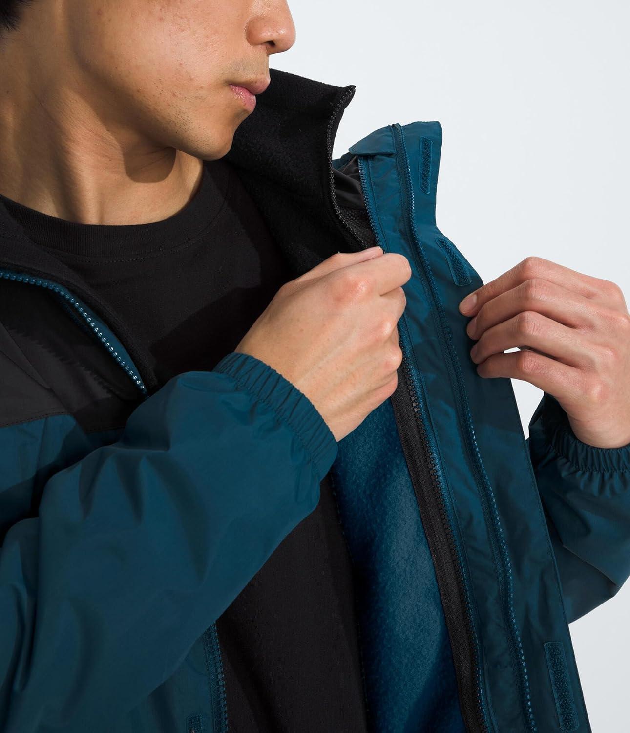 imageTHE NORTH FACE Mens Antora Triclimate Jacket Waterproof Shell Warm Inner Fleece Layer Adjustable 3 Piece HoodMidnight PetrolTnf Black