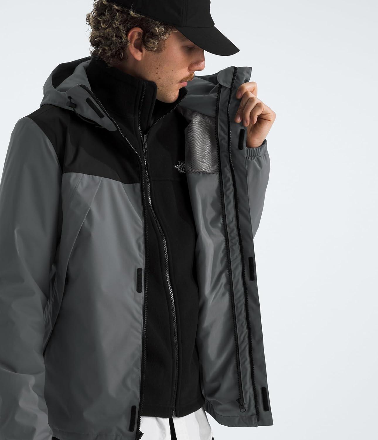 imageTHE NORTH FACE Mens Antora Triclimate Jacket Waterproof Shell Warm Inner Fleece Layer Adjustable 3 Piece HoodSmoked PearlTnf Black