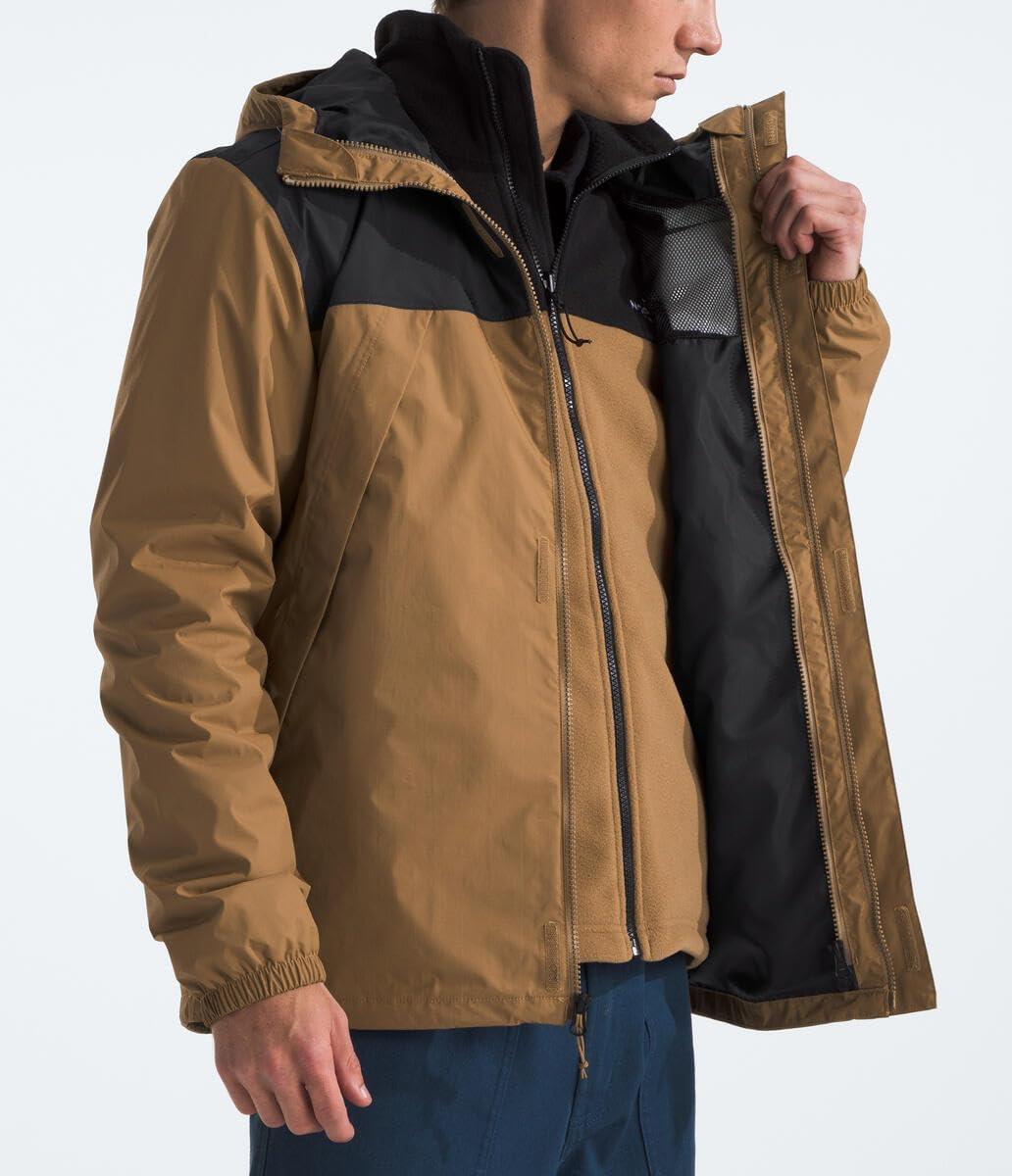 imageTHE NORTH FACE Mens Antora Triclimate Jacket Waterproof Shell Warm Inner Fleece Layer Adjustable 3 Piece HoodUtility BrownTnf Black