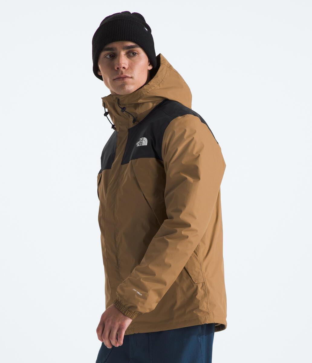 imageTHE NORTH FACE Mens Antora Triclimate Jacket Waterproof Shell Warm Inner Fleece Layer Adjustable 3 Piece HoodUtility BrownTnf Black