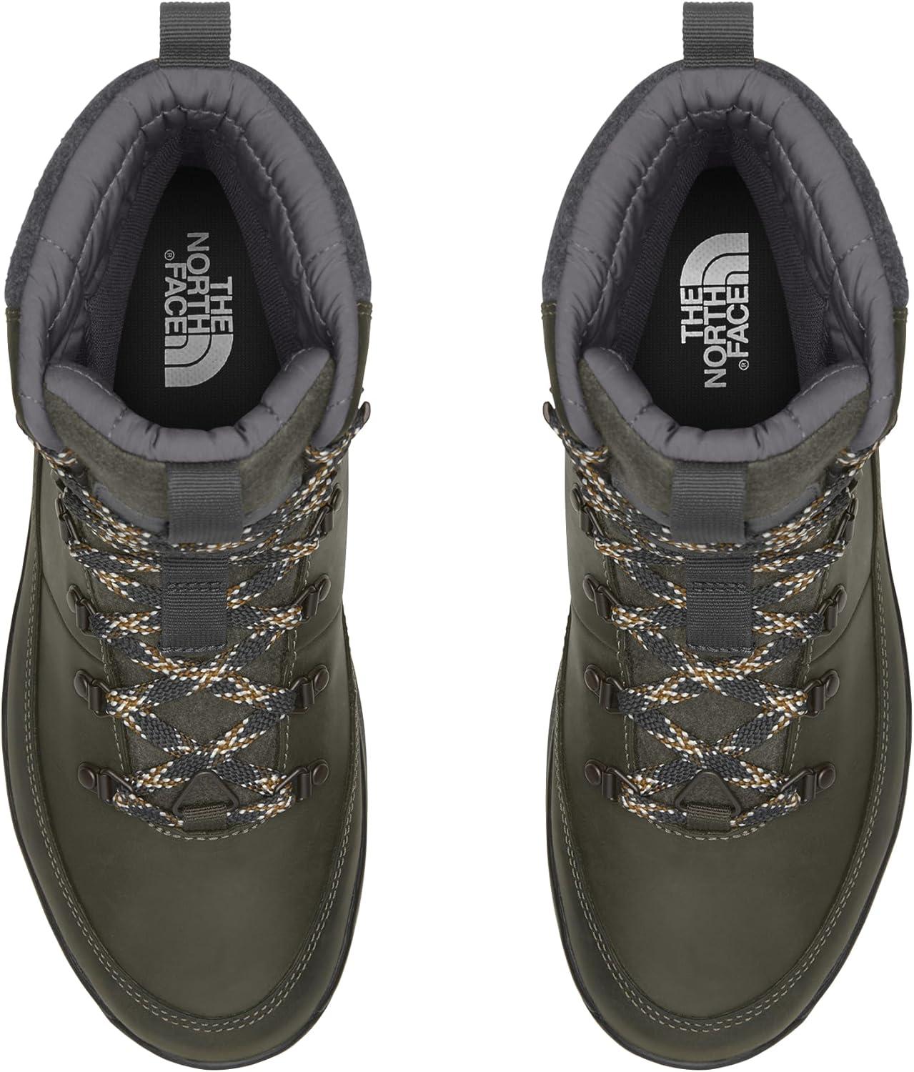 imageTHE NORTH FACE Mens Bergen Leather Waterproof Hiking Boot Insulated Snow Boot With 45mm LugsNew Taupe GreenAsphalt Grey