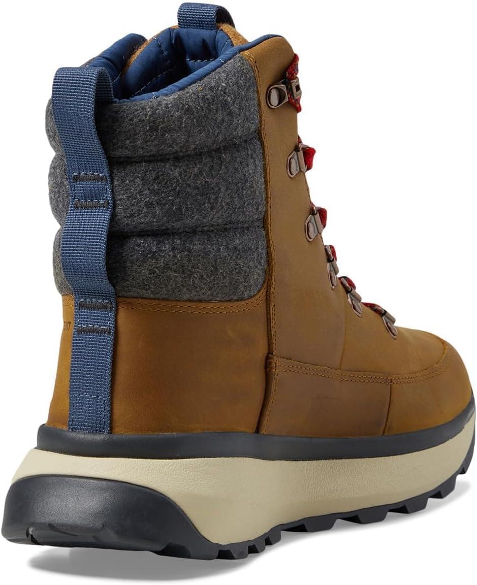 imageTHE NORTH FACE Mens Bergen Leather Waterproof Hiking Boot Insulated Snow Boot With 45mm LugsTimber TanTnf Red