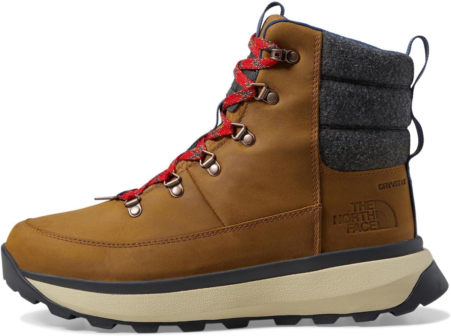 imageTHE NORTH FACE Mens Bergen Leather Waterproof Hiking Boot Insulated Snow Boot With 45mm LugsTimber TanTnf Red