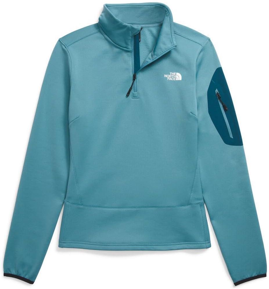 imageTHE NORTH FACE Mens Crest Full Zip Jacket Water Repellent Fleece Coat Double Layer Stand Collar ampamp Zip Hand PocketsAlgae BlueMidnight Petrol