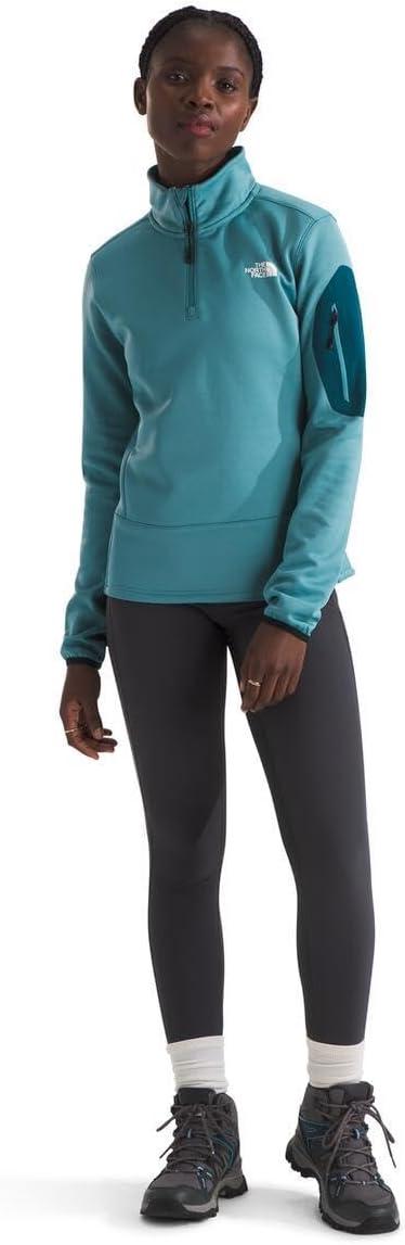 imageTHE NORTH FACE Mens Crest Full Zip Jacket Water Repellent Fleece Coat Double Layer Stand Collar ampamp Zip Hand PocketsAlgae BlueMidnight Petrol