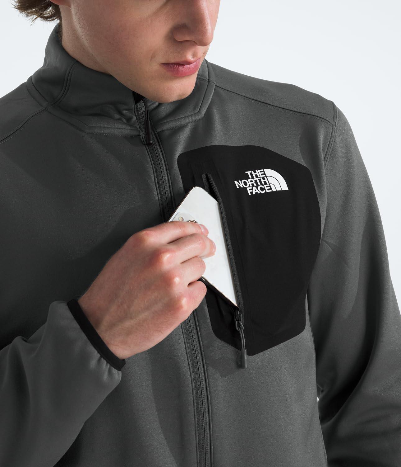 imageTHE NORTH FACE Mens Crest Full Zip Jacket Water Repellent Fleece Coat Double Layer Stand Collar ampamp Zip Hand PocketsAnthracite GreyTnf Black