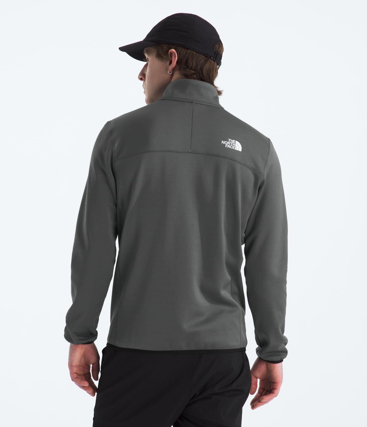 imageTHE NORTH FACE Mens Crest Full Zip Jacket Water Repellent Fleece Coat Double Layer Stand Collar ampamp Zip Hand PocketsAnthracite GreyTnf Black