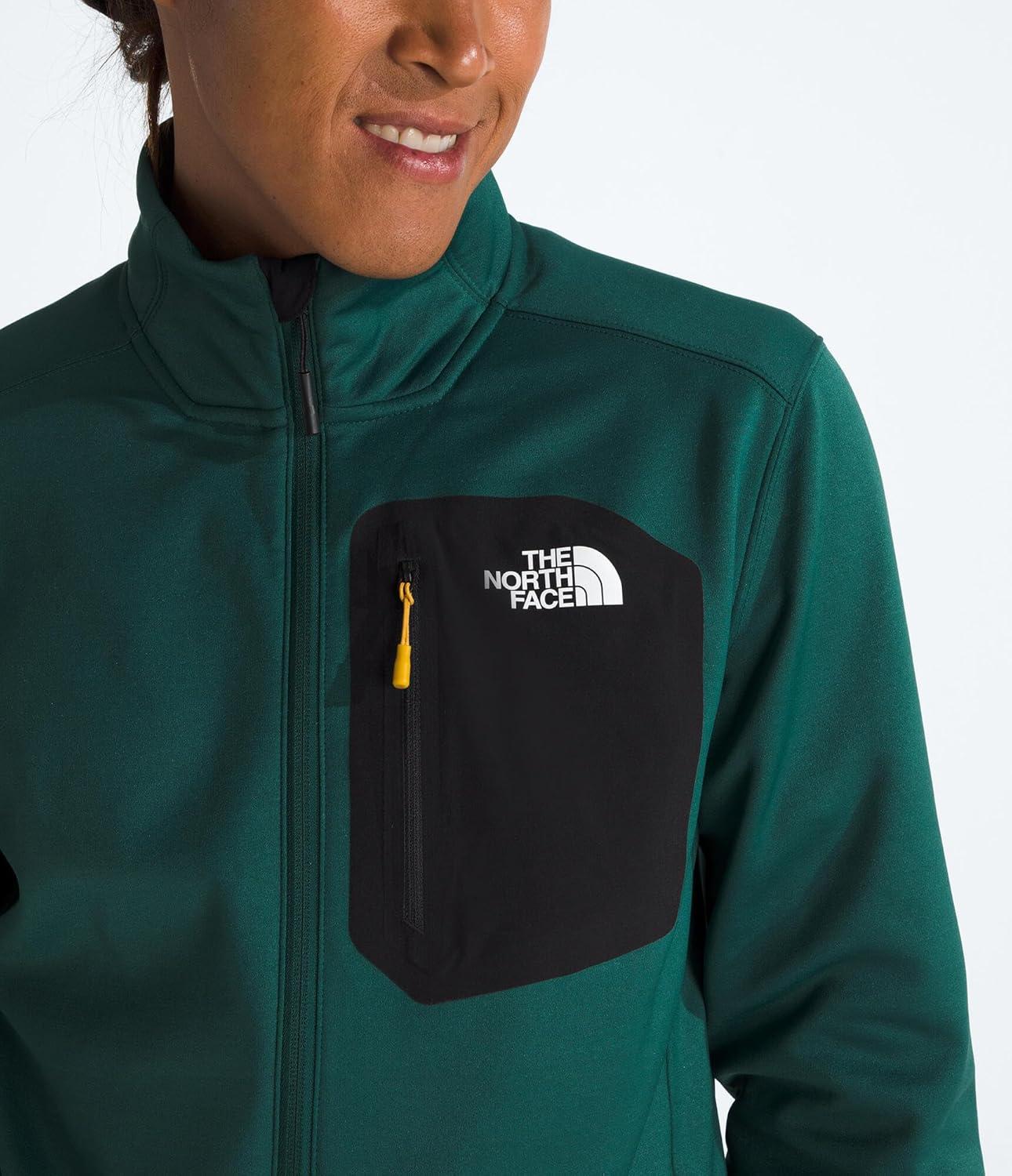 imageTHE NORTH FACE Mens Crest Full Zip Jacket Water Repellent Fleece Coat Double Layer Stand Collar ampamp Zip Hand PocketsDeep NoriTnf Black