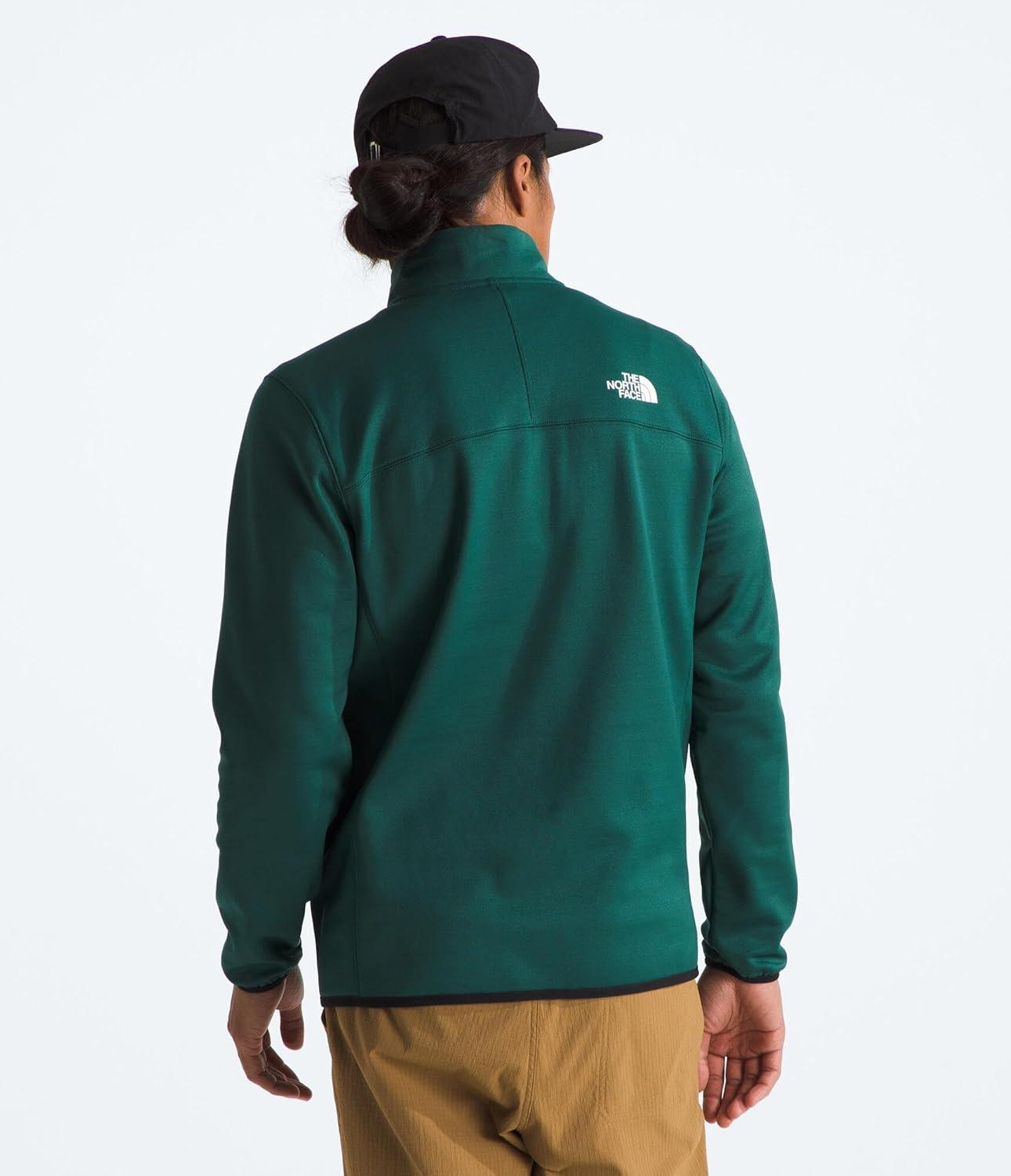 imageTHE NORTH FACE Mens Crest Full Zip Jacket Water Repellent Fleece Coat Double Layer Stand Collar ampamp Zip Hand PocketsDeep NoriTnf Black