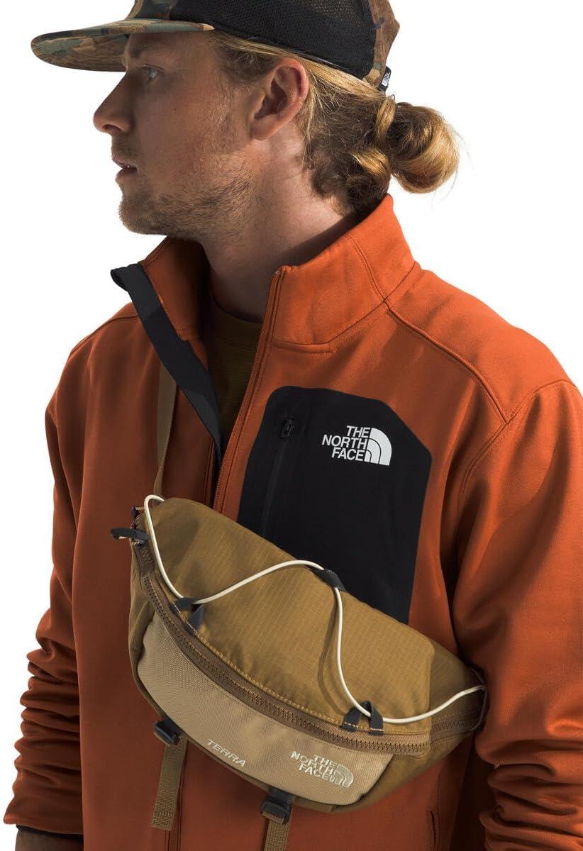 imageTHE NORTH FACE Mens Crest Full Zip Jacket Water Repellent Fleece Coat Double Layer Stand Collar ampamp Zip Hand PocketsEarthen CopperTnf Black