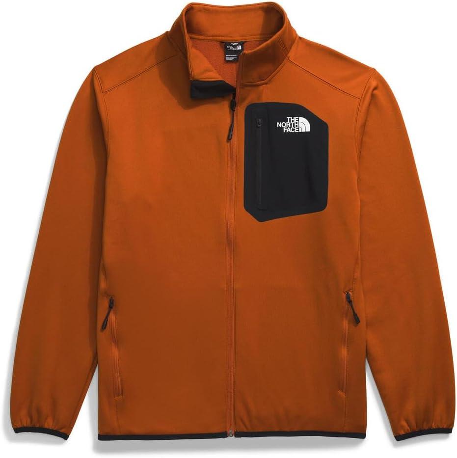imageTHE NORTH FACE Mens Crest Full Zip Jacket Water Repellent Fleece Coat Double Layer Stand Collar ampamp Zip Hand PocketsEarthen CopperTnf Black