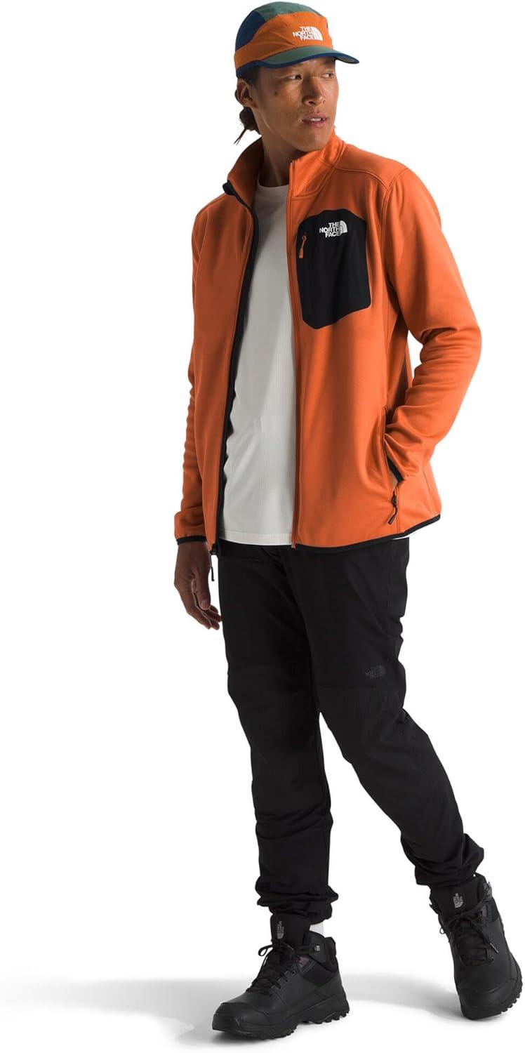imageTHE NORTH FACE Mens Crest Full Zip Jacket Water Repellent Fleece Coat Double Layer Stand Collar ampamp Zip Hand PocketsIron BronzeTnf Black