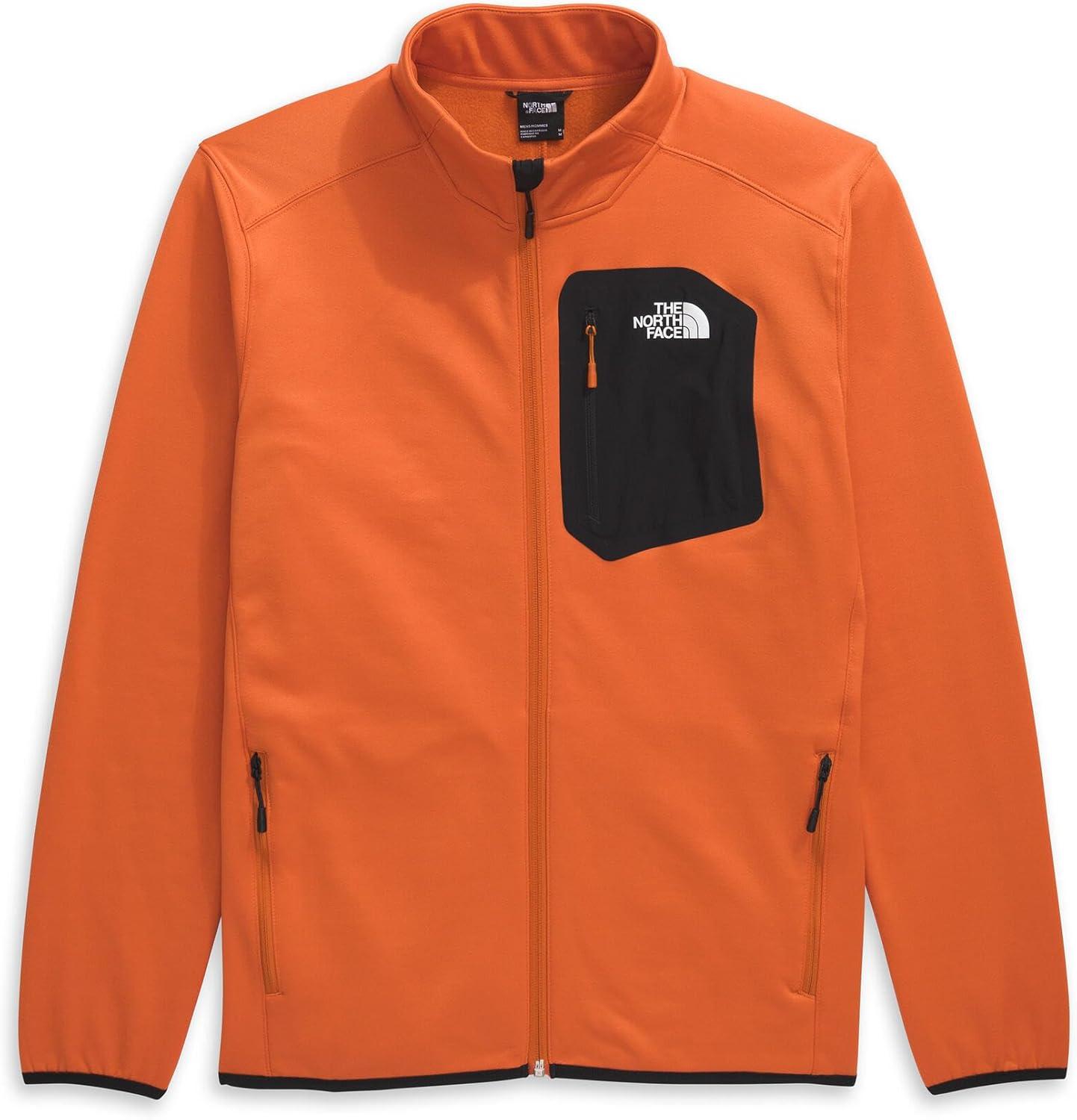 imageTHE NORTH FACE Mens Crest Full Zip Jacket Water Repellent Fleece Coat Double Layer Stand Collar ampamp Zip Hand PocketsIron BronzeTnf Black