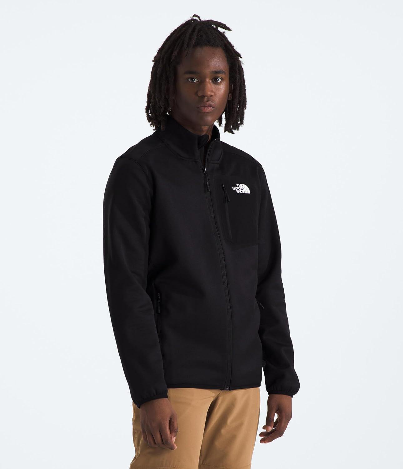imageTHE NORTH FACE Mens Crest Full Zip Jacket Water Repellent Fleece Coat Double Layer Stand Collar ampamp Zip Hand PocketsTnf Black