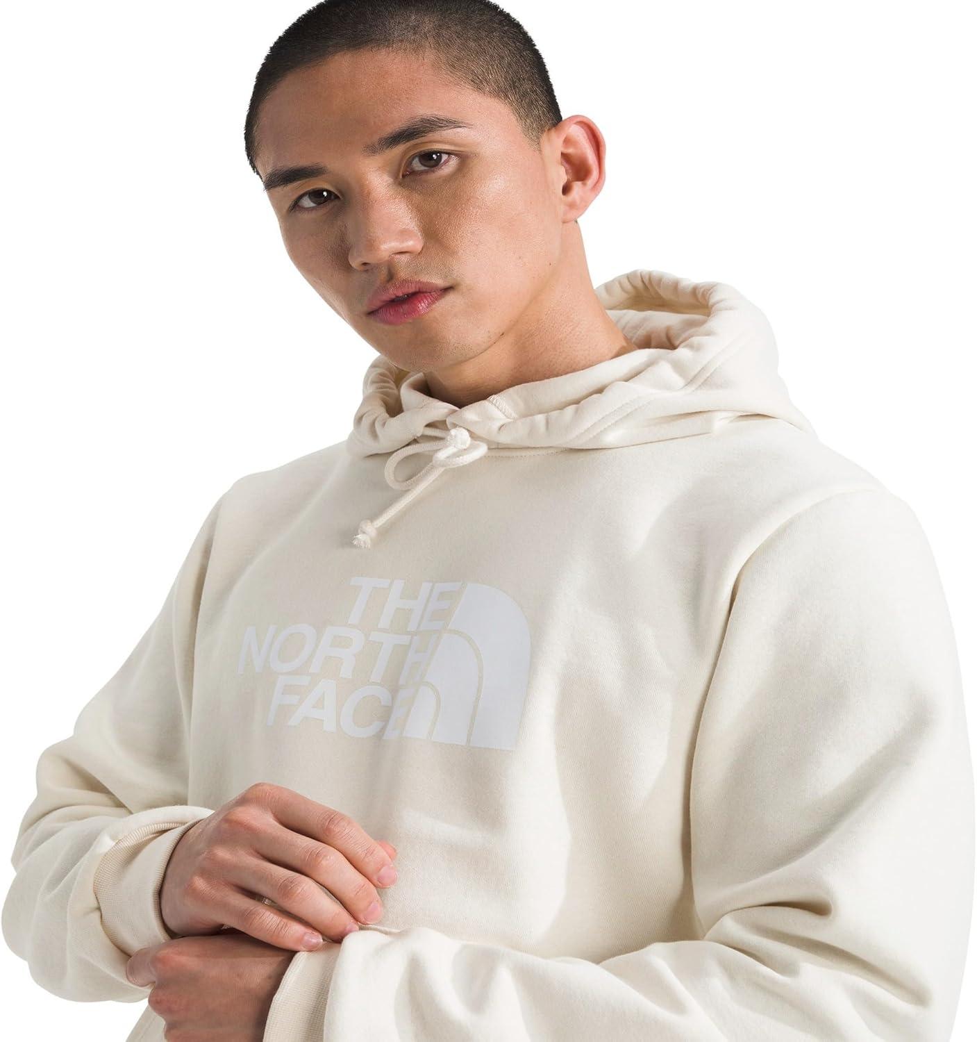 imageTHE NORTH FACE Mens Evolution Half Dome Hoodie Sweatshirt with 2 Piece Hood Adjustable Drawcord Kangaroo Hand PocketWhite Dune
