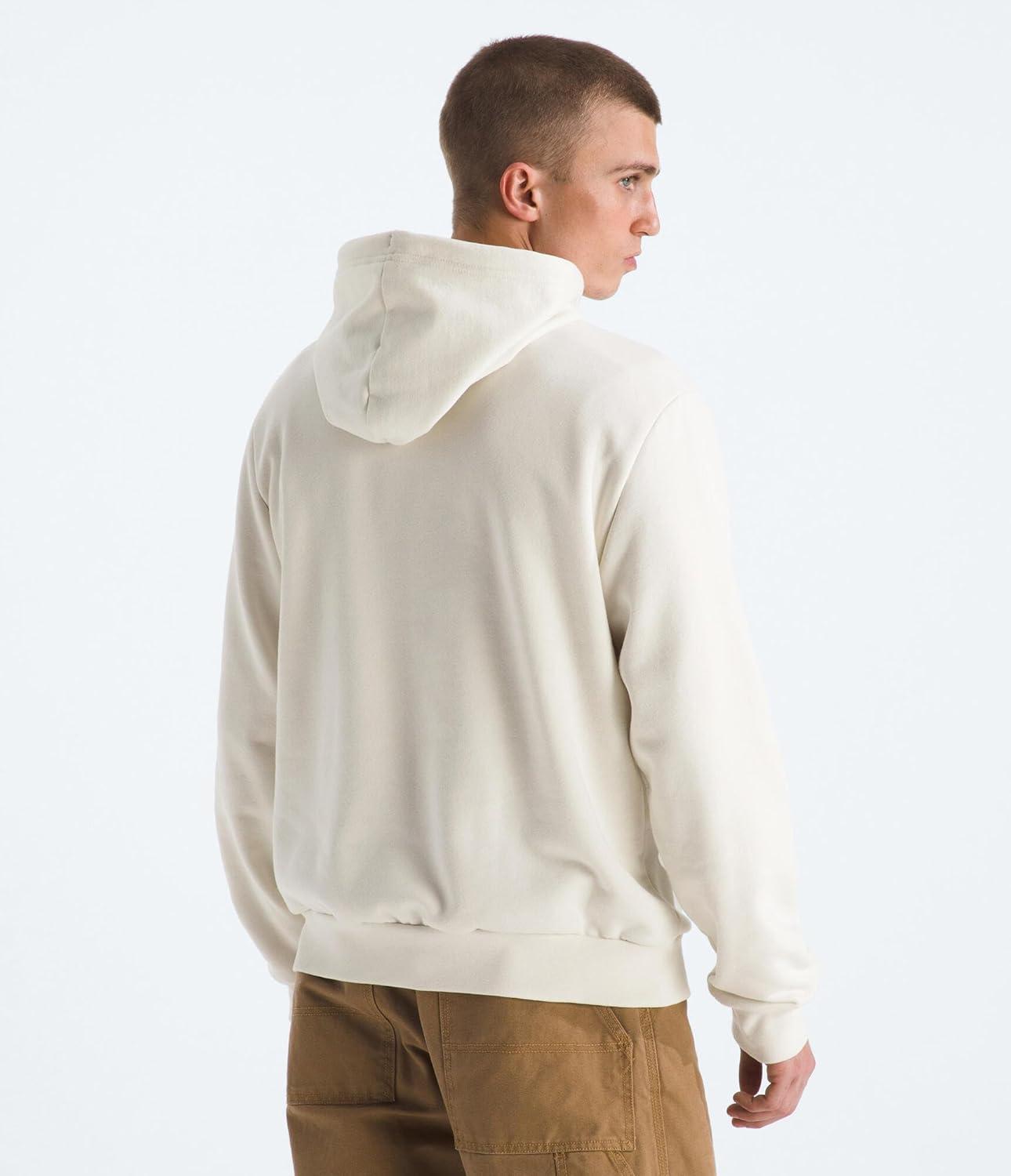 imageTHE NORTH FACE Mens Evolution Simple Dome Hoodie Hood with Adjustable Drawcord Kangaroo Hand Pocket Ribbed CollarWhite Dune