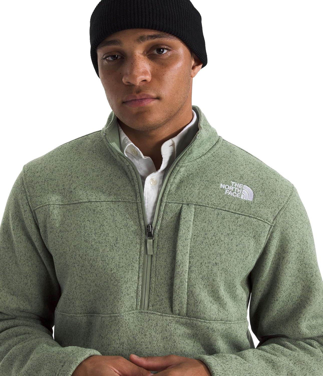 imageTHE NORTH FACE Mens Gordon Lyons Quarter Zip Jacket Cold Weather Top with Chest PocketBark Mist Heather
