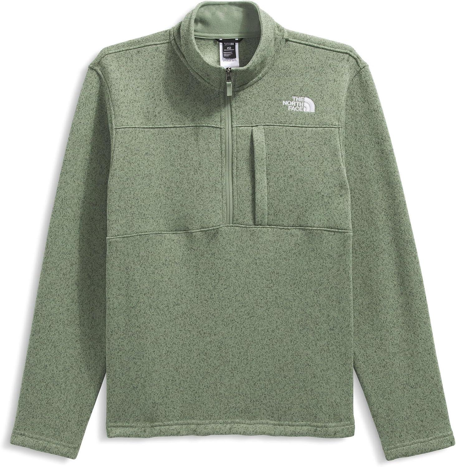 imageTHE NORTH FACE Mens Gordon Lyons Quarter Zip Jacket Cold Weather Top with Chest PocketBark Mist Heather