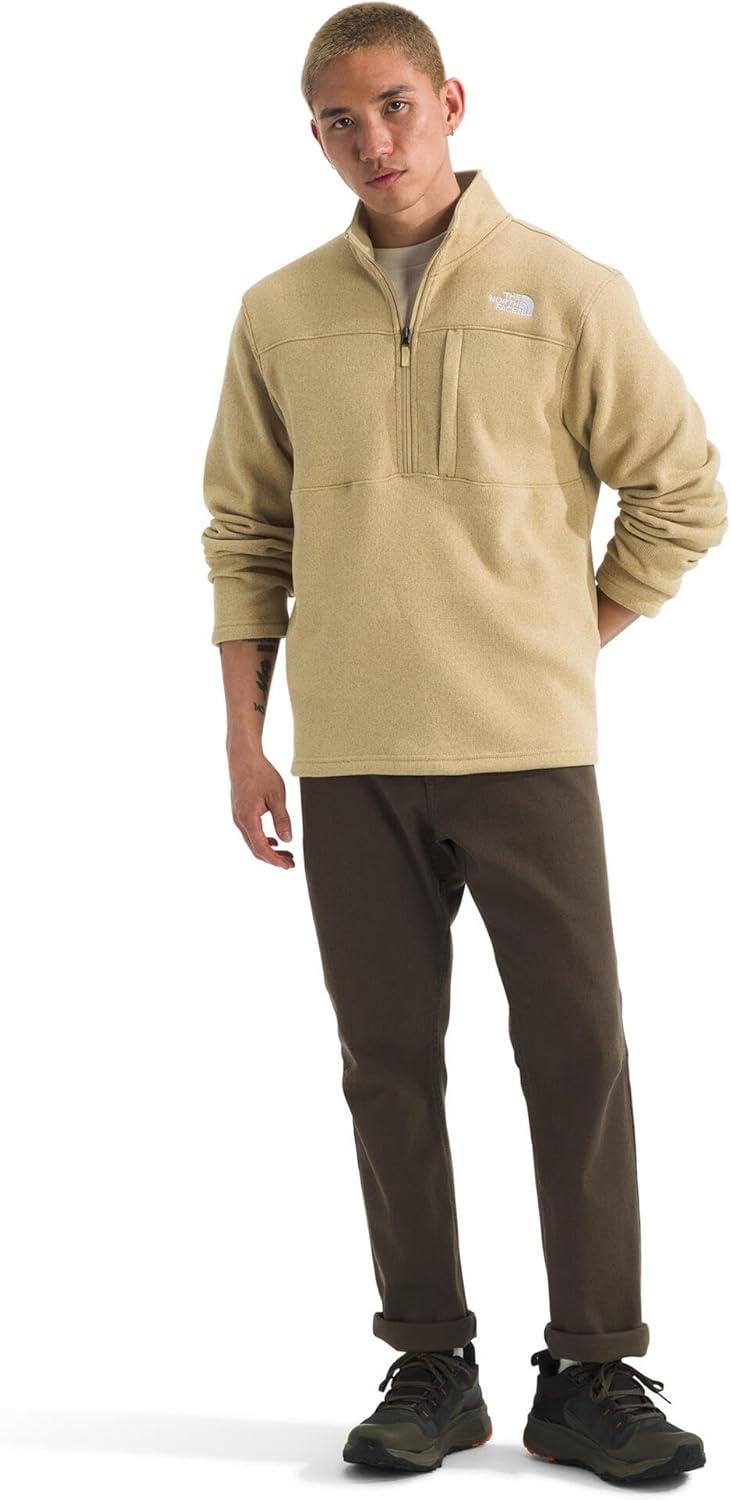 imageTHE NORTH FACE Mens Gordon Lyons Quarter Zip Jacket Cold Weather Top with Chest PocketKhaki Stone Heather