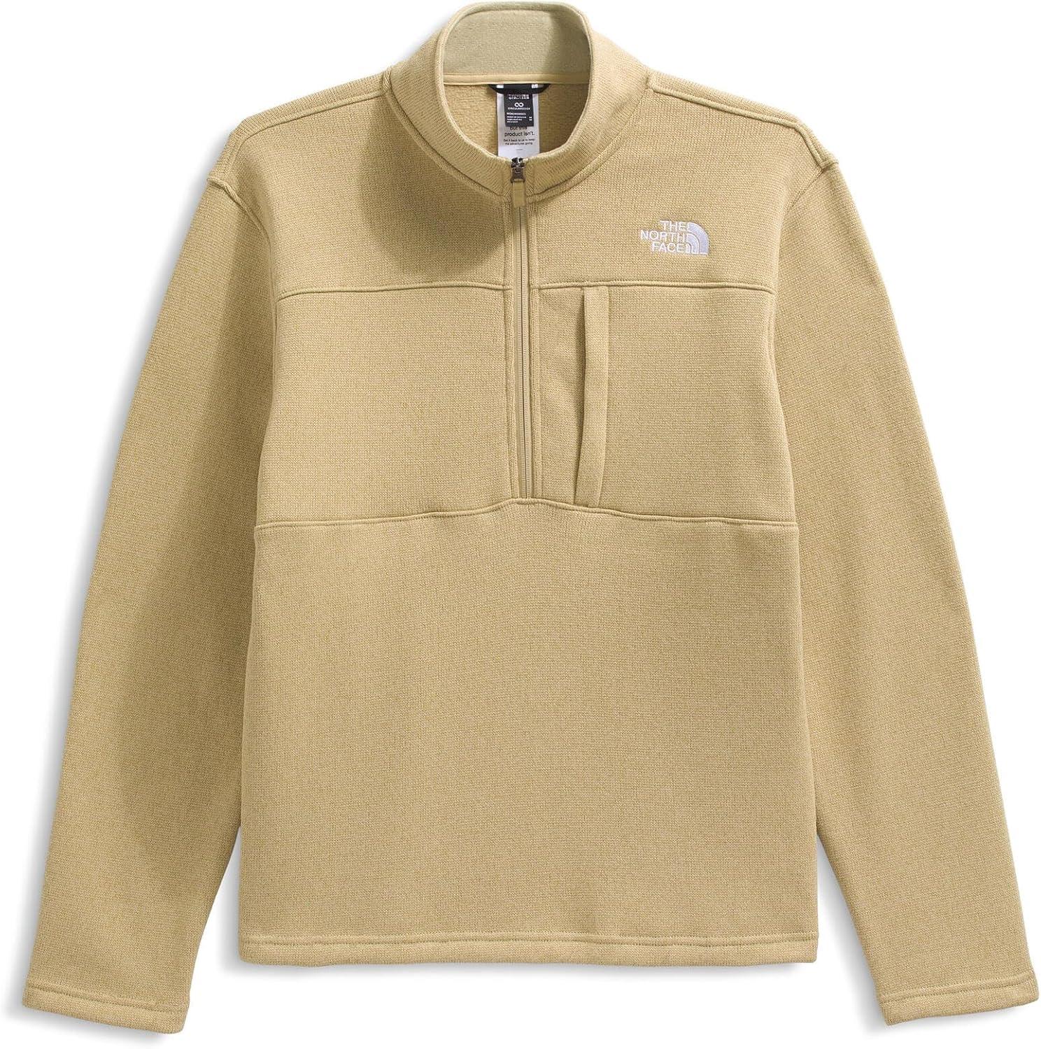 imageTHE NORTH FACE Mens Gordon Lyons Quarter Zip Jacket Cold Weather Top with Chest PocketKhaki Stone Heather