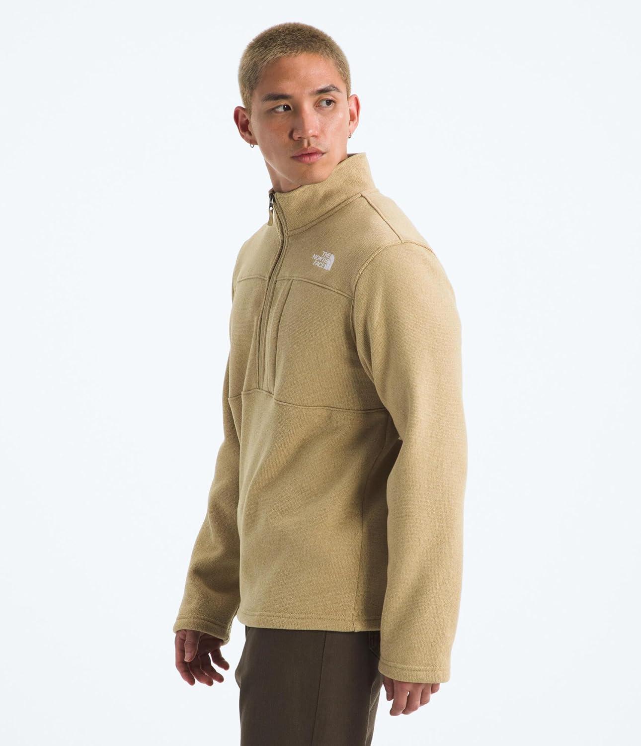 imageTHE NORTH FACE Mens Gordon Lyons Quarter Zip Jacket Cold Weather Top with Chest PocketKhaki Stone Heather