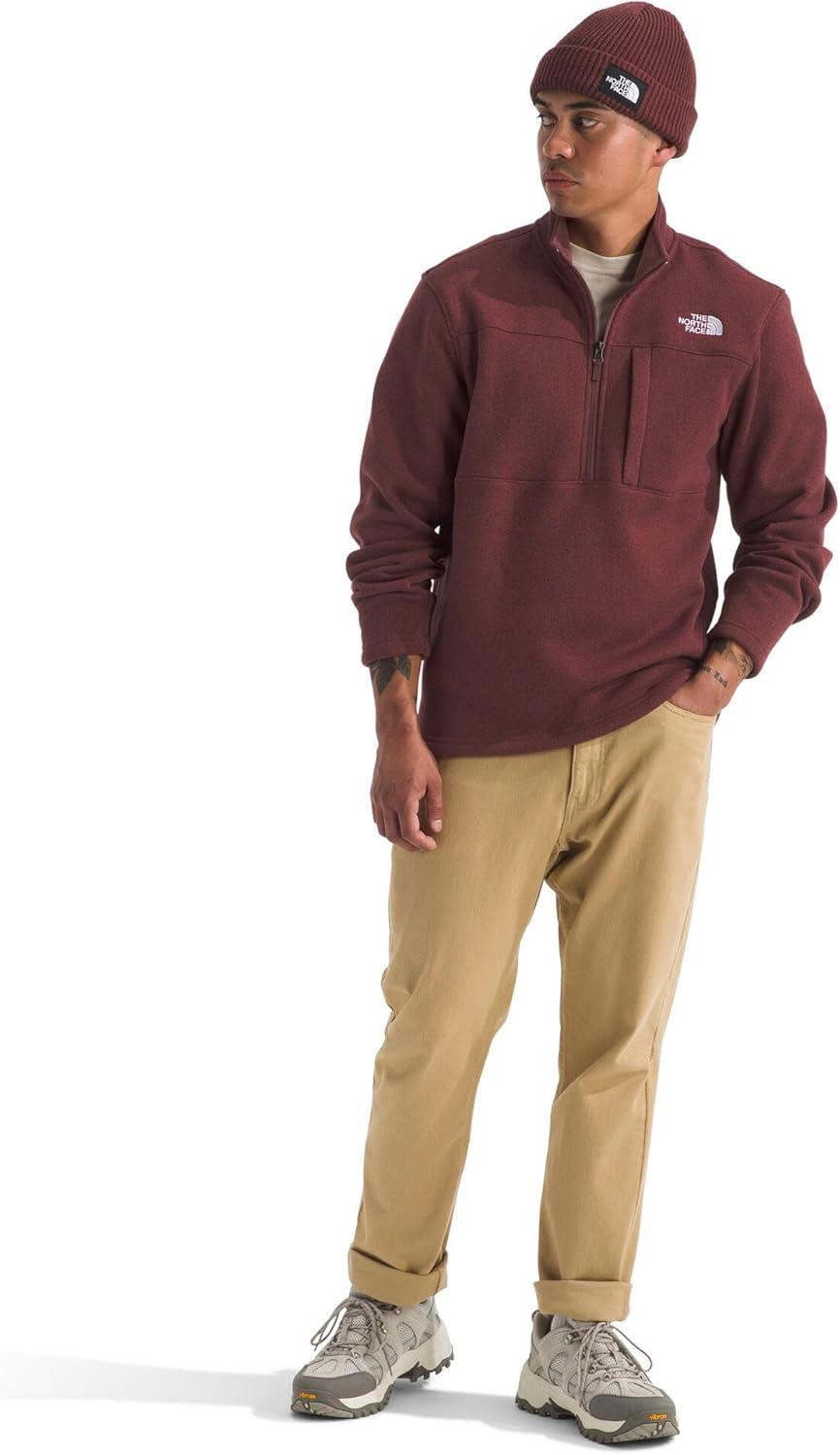 imageTHE NORTH FACE Mens Gordon Lyons Quarter Zip Jacket Cold Weather Top with Chest PocketSumac Heather