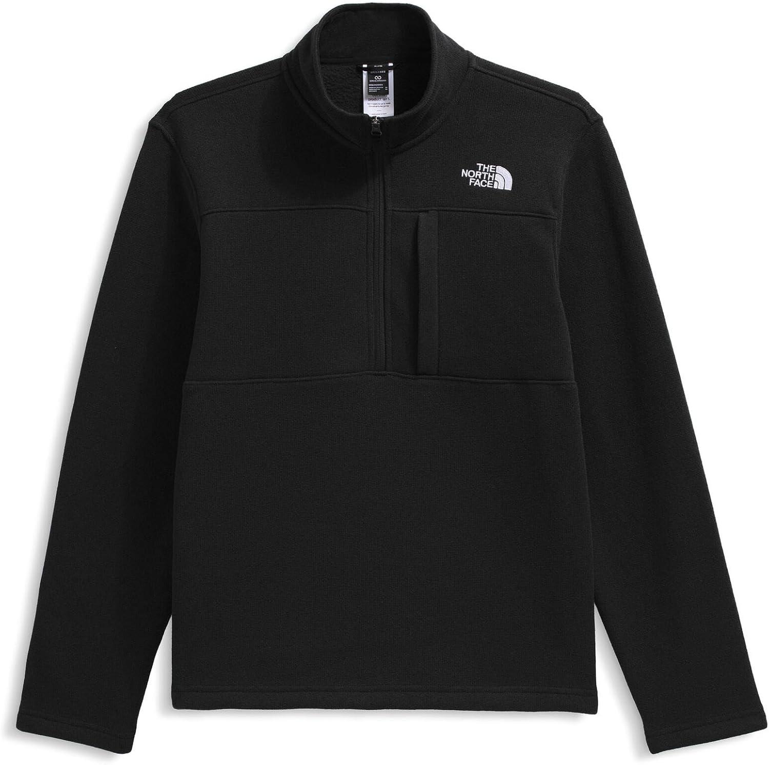 imageTHE NORTH FACE Mens Gordon Lyons Quarter Zip Jacket Cold Weather Top with Chest PocketTnf Black Heather