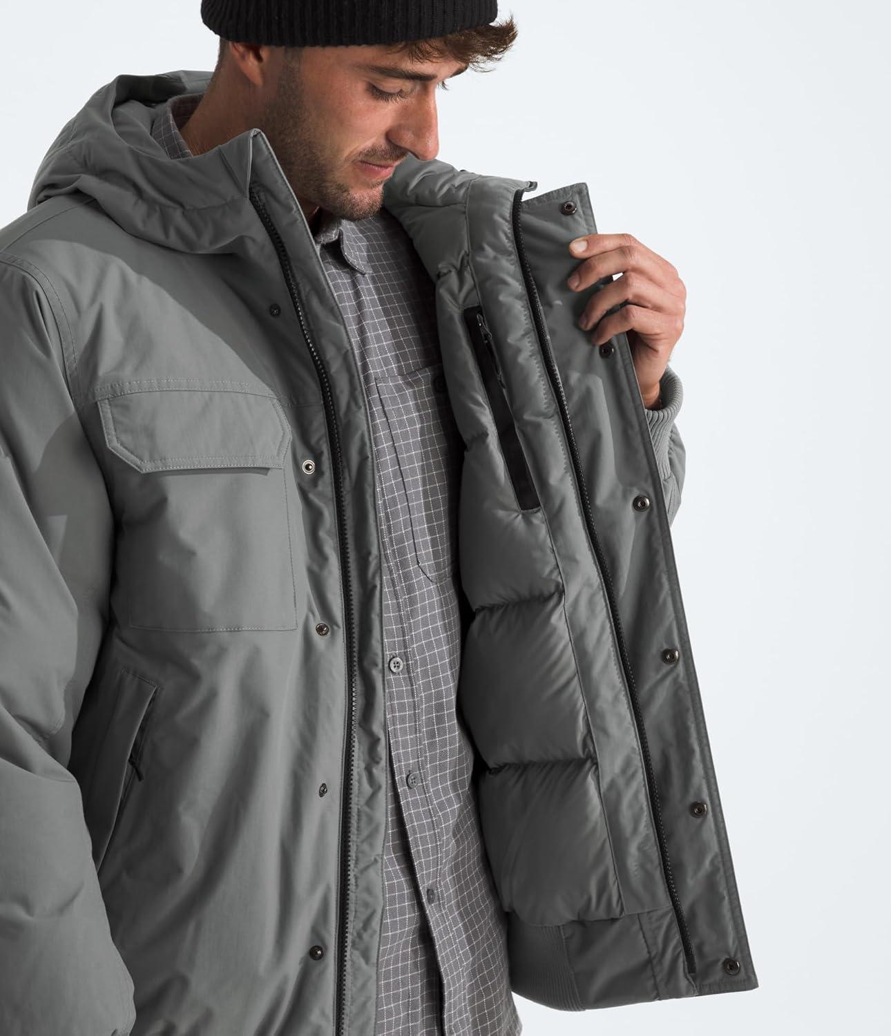 imageTHE NORTH FACE Mens McMurdo Bomber Jacket Waterproof Waterfowl Down Insulation Hooded JacketSmoked Pearl