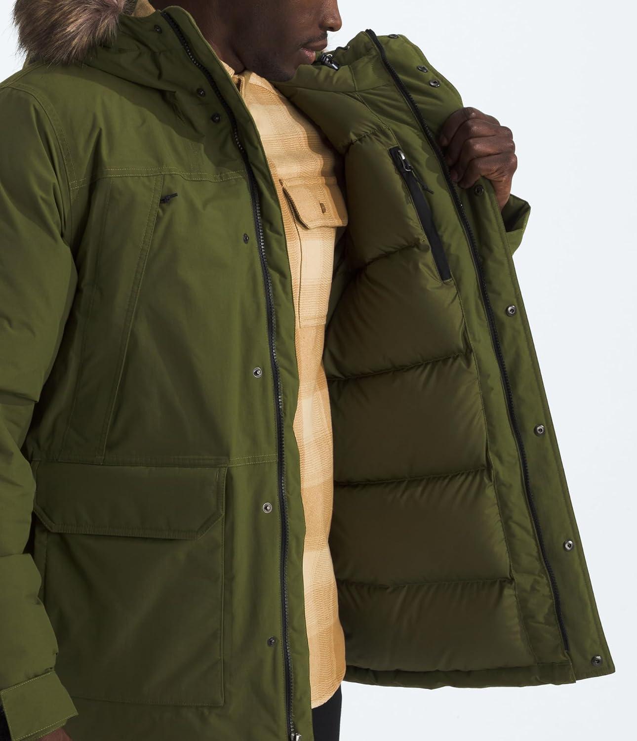 imageTHE NORTH FACE Mens McMurdo Parka Waterproof Winter Jacket 600 Fill Waterfowl Down Insulation Adjustable 3 Piece HoodWoodland Green