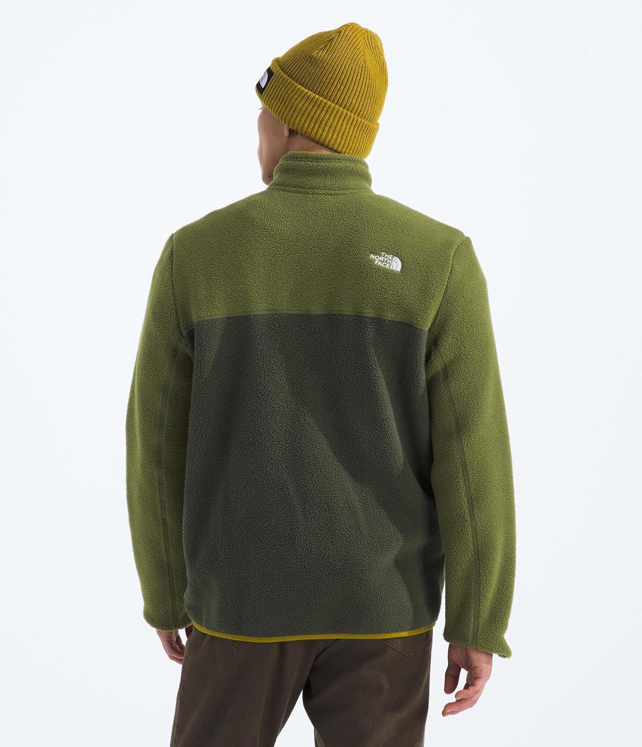 imageTHE NORTH FACE Mens Yumiori Quarter Zip Jacket Lightweight Fleece Coat With Embroidered Logo Secure Zip Chest PocketNew Taupe GreenWoodland GreenDeep Dijon